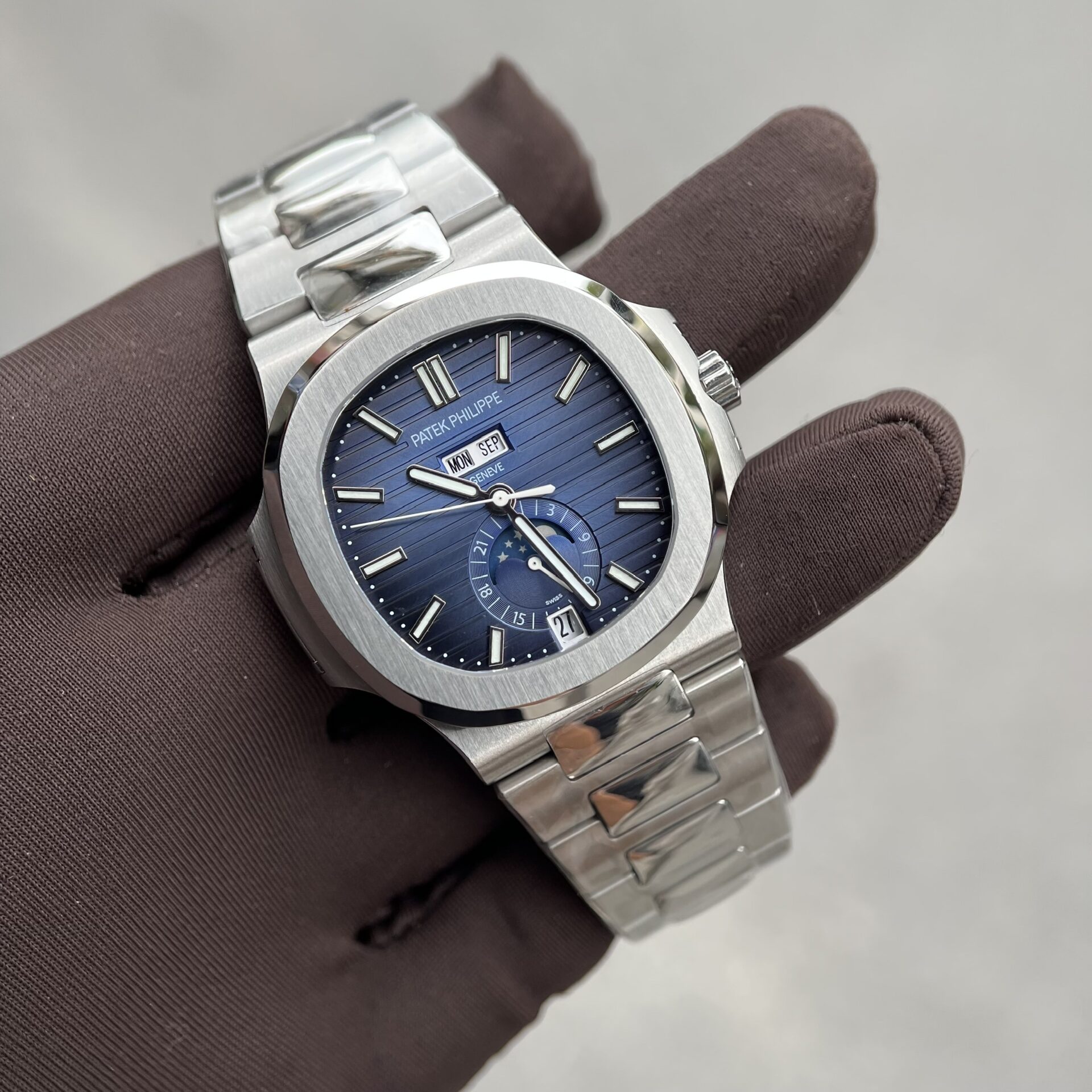 Patek Philippe 5726G Super Clone Watch Steel Strap Blue Dial 40.5mm - Image 2