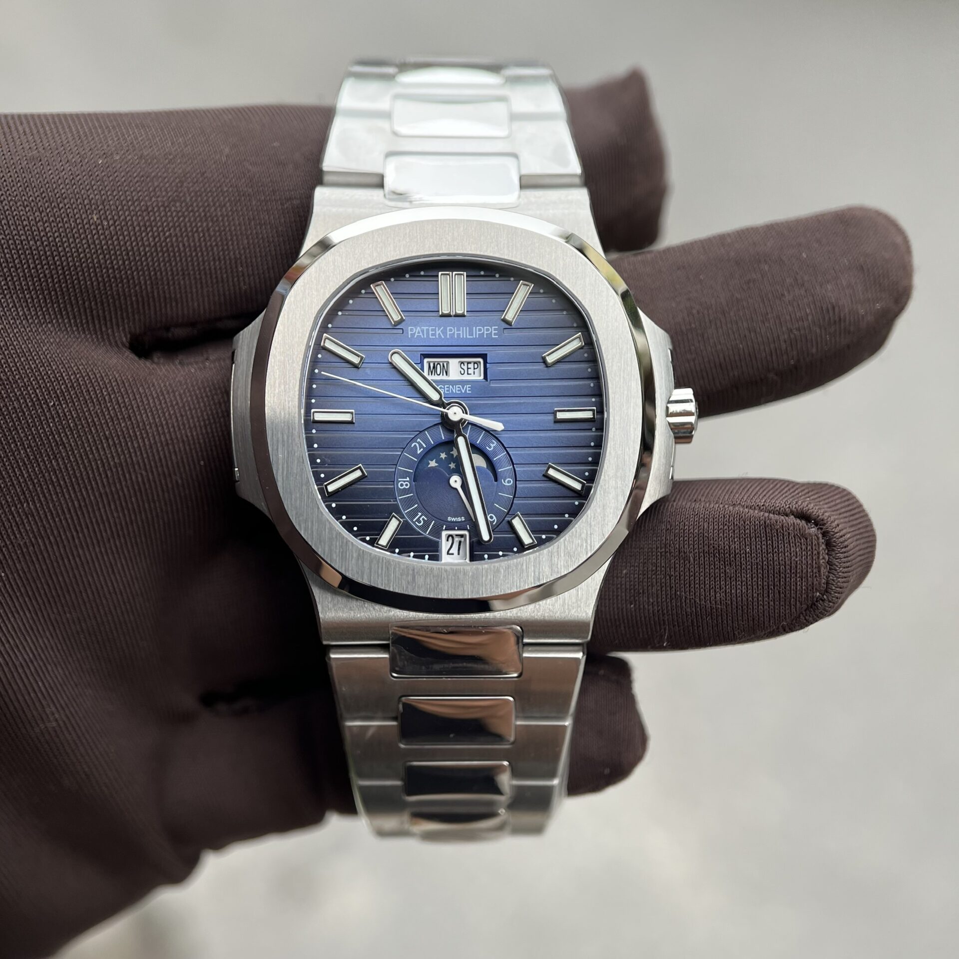 Patek Philippe 5726G Super Clone Watch Steel Strap Blue Dial 40.5mm