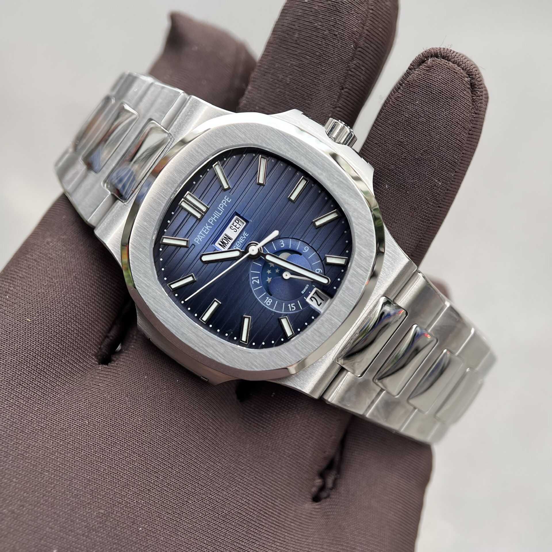 Patek Philippe 5726G Super Clone Watch Steel Strap Blue Dial 40.5mm - Image 3