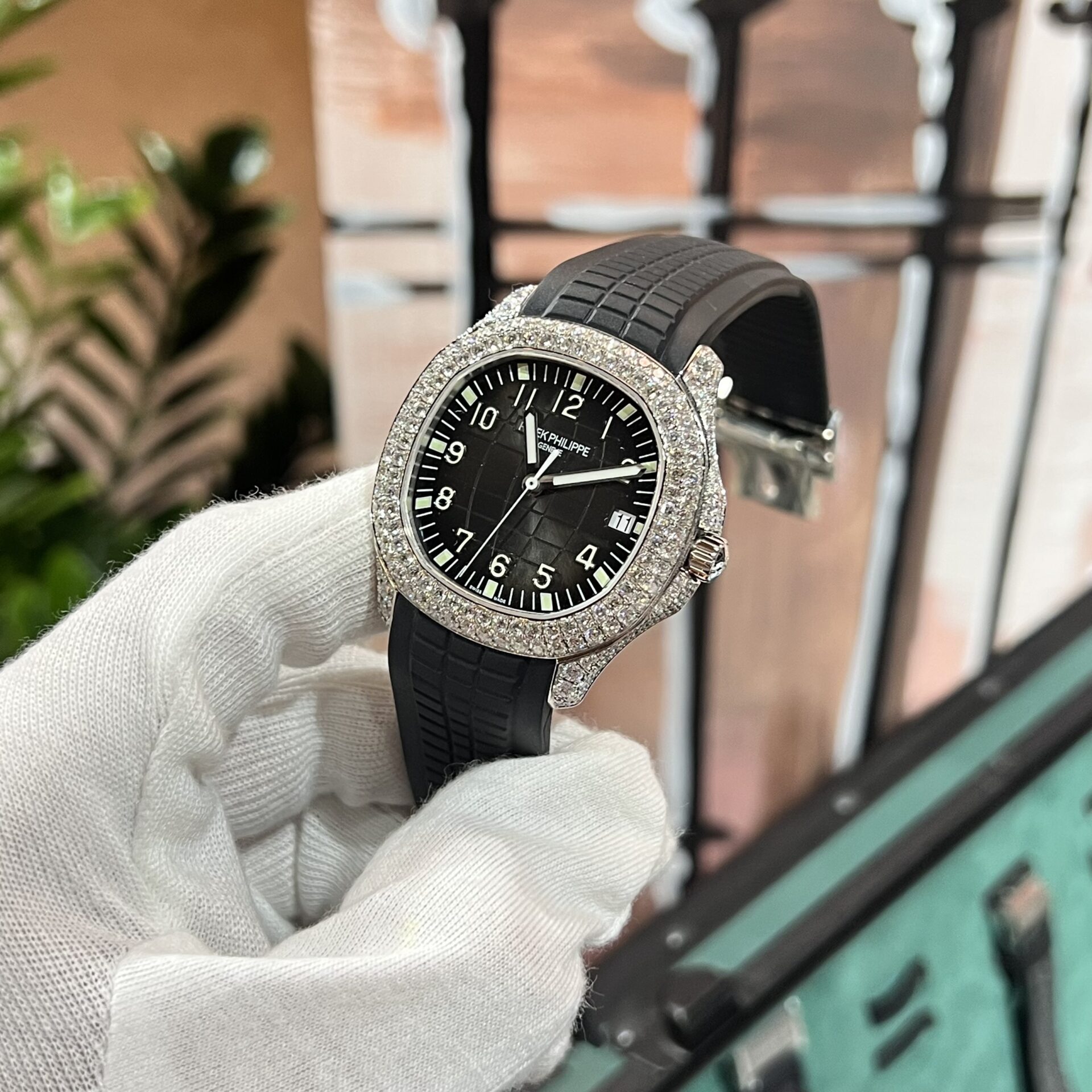 Patek Philippe Aquanaut 5167 With Diamond Natural Rubber Strap 40mm Super Clone - Image 5