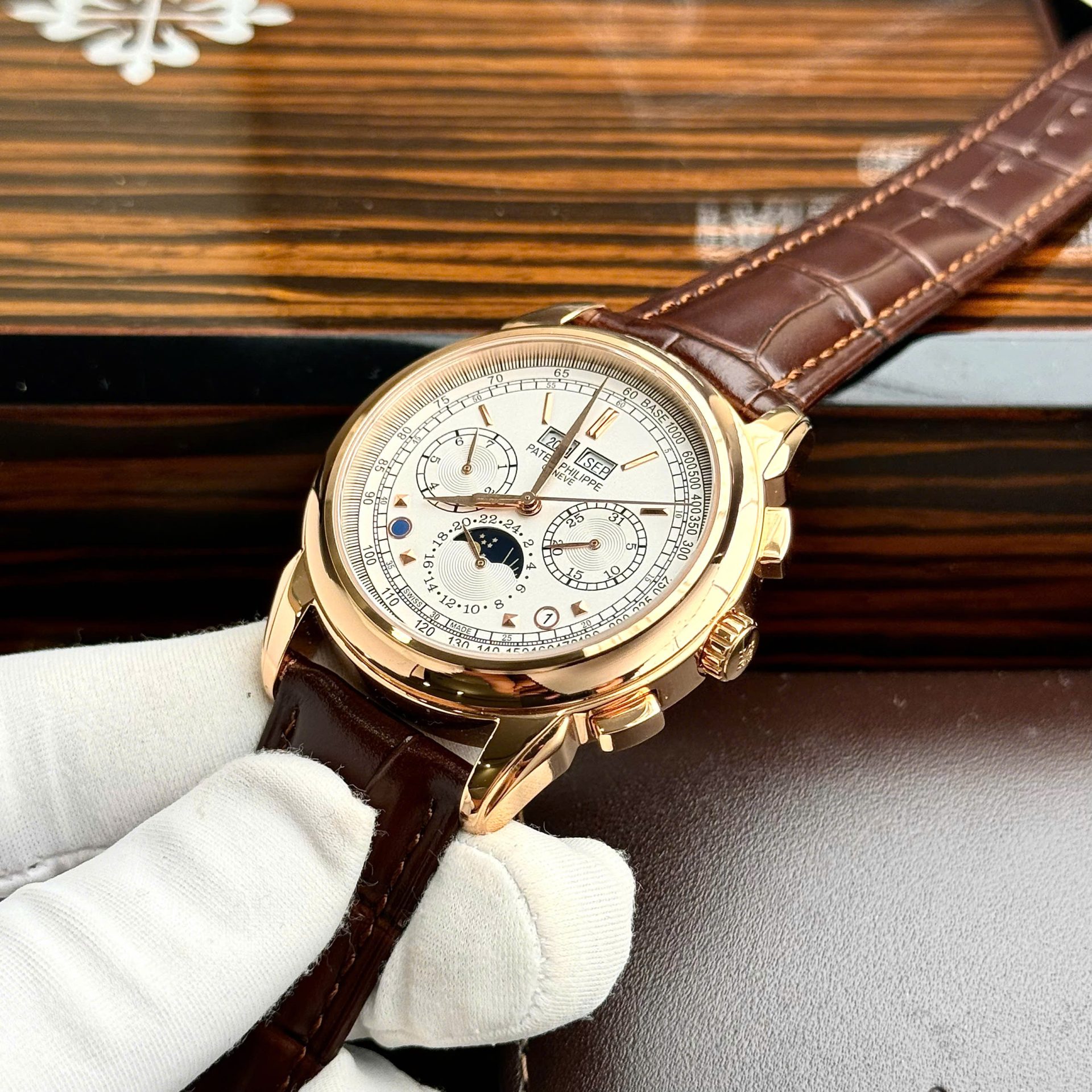 Patek Philippe Grand Complications 5270 Super Clone Watches White Dial Leather Strap 41mm - Image 4