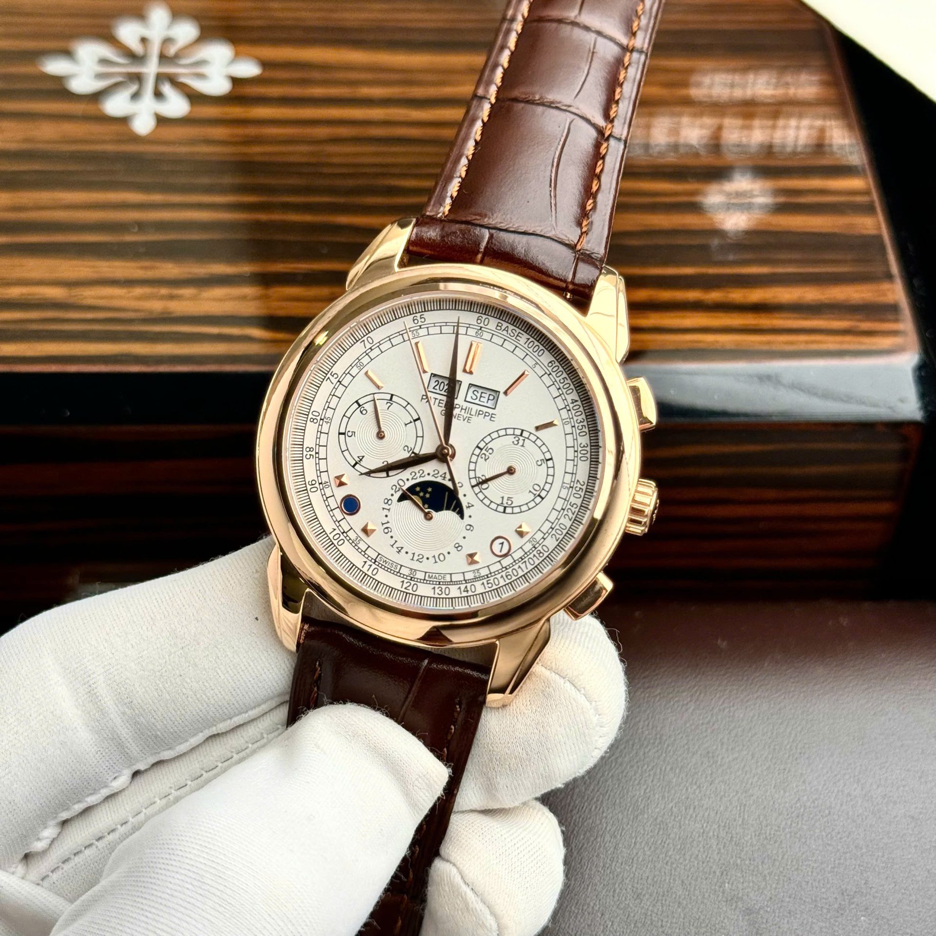 Patek Philippe Grand Complications 5270 Super Clone Watches White Dial Leather Strap 41mm - Image 2