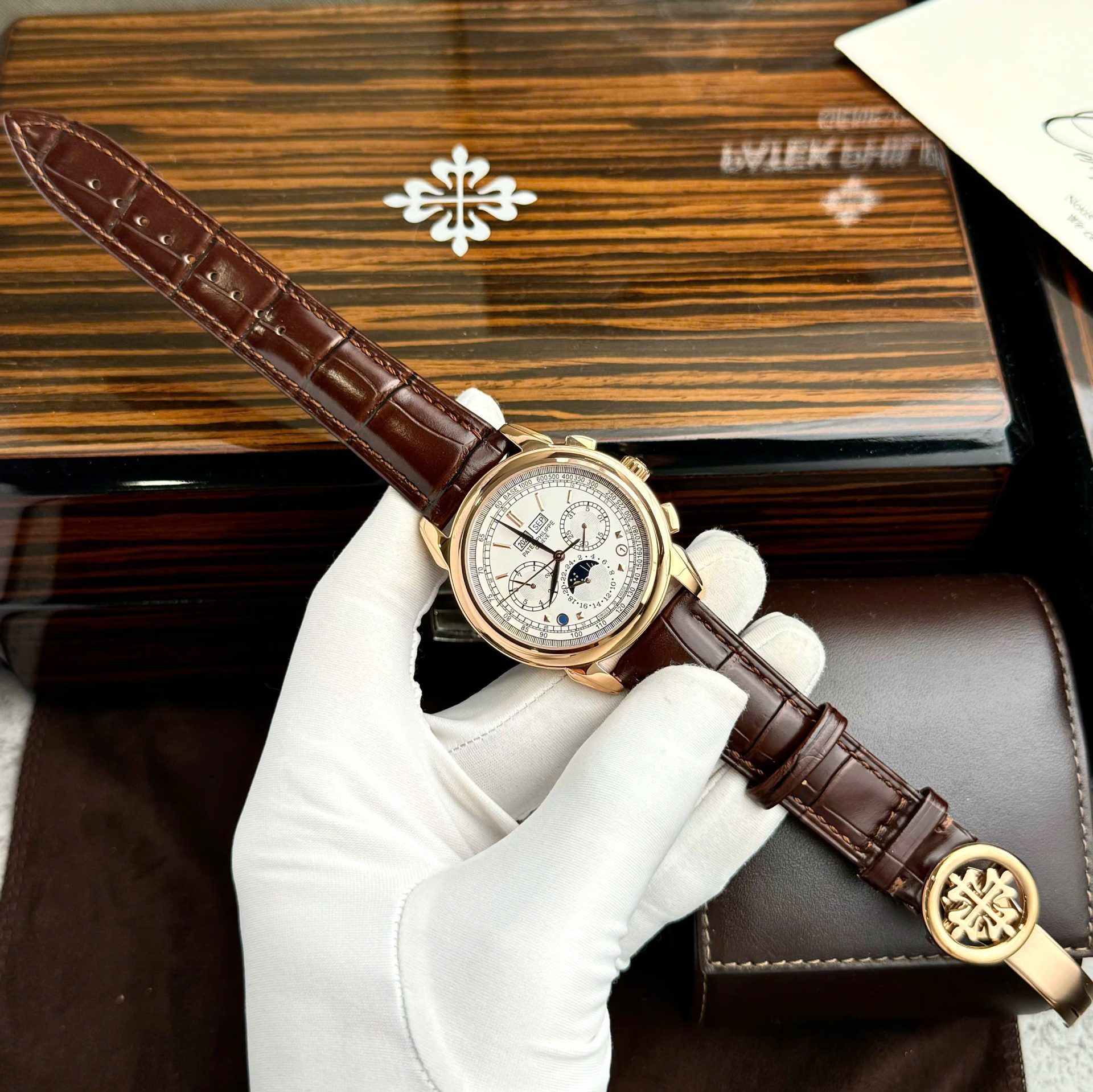 Patek Philippe Grand Complications 5270 Super Clone Watches White Dial Leather Strap 41mm