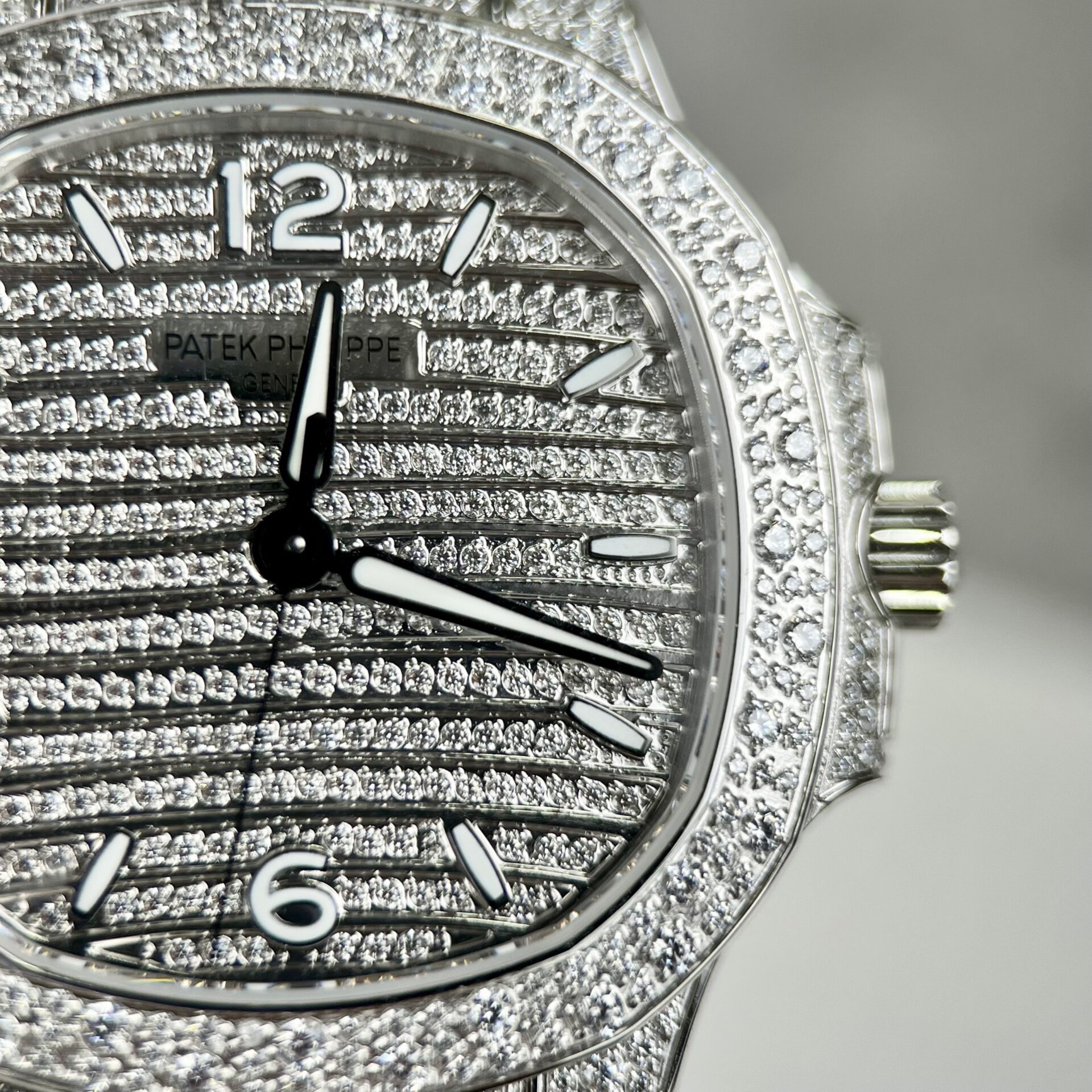 Patek Philippe Nautilus 7118 Full Diamond Super Clone Watch 35.2mm - Image 3