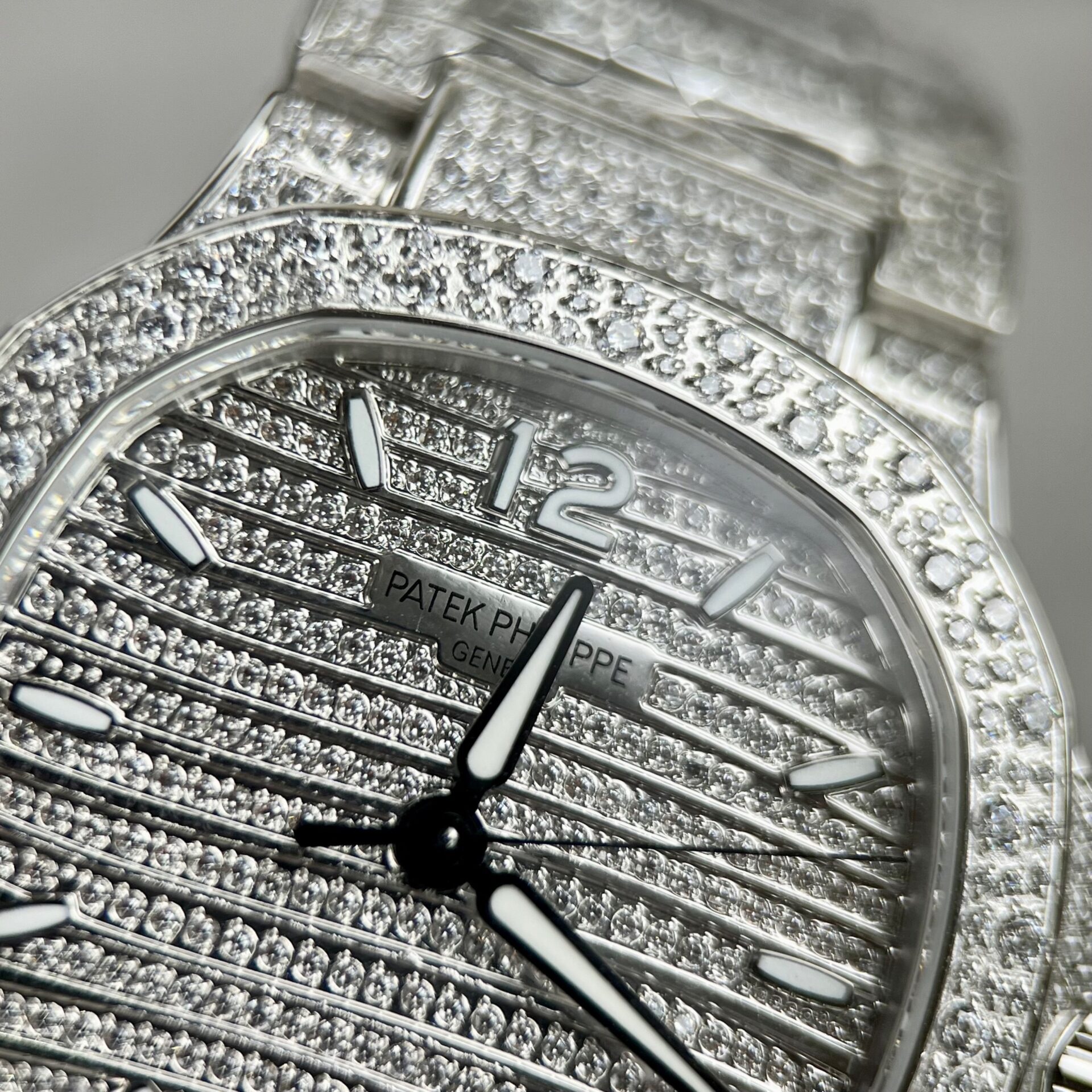 Patek Philippe Nautilus 7118 Full Diamond Super Clone Watch 35.2mm - Image 6