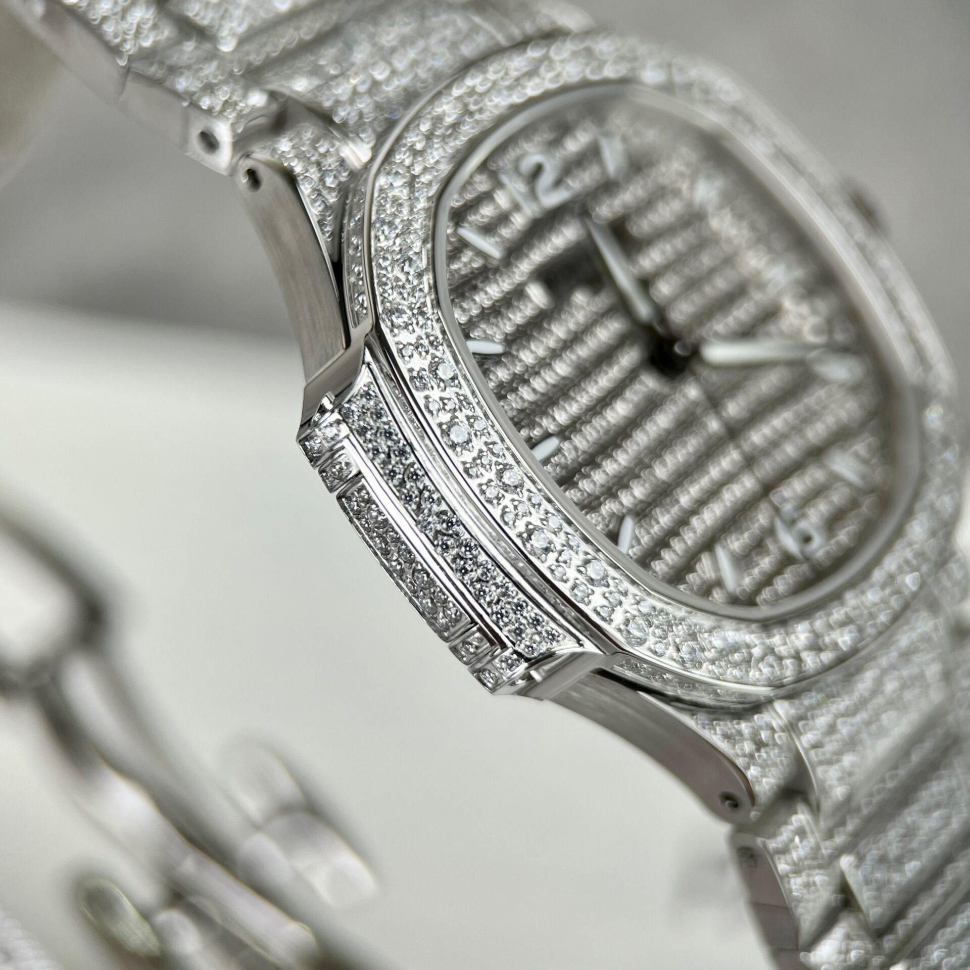 Patek Philippe Nautilus 7118 Full Diamond Super Clone Watch 35.2mm - Image 5