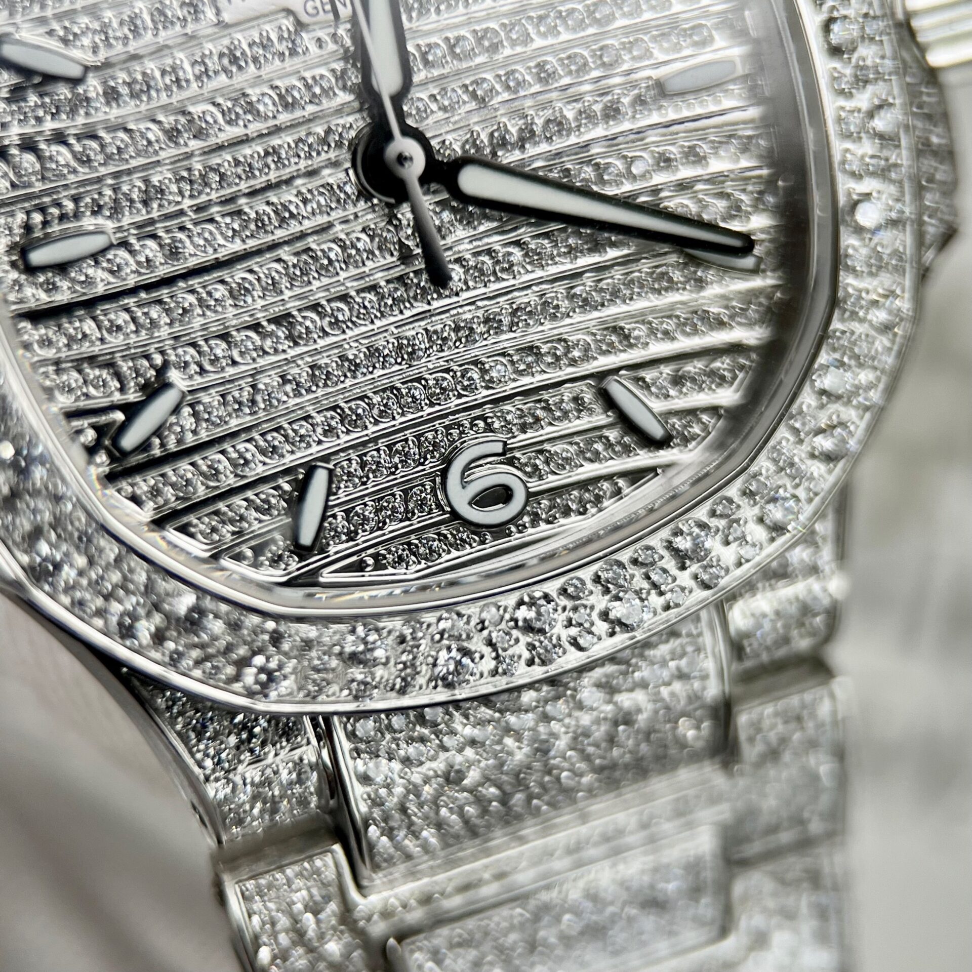 Patek Philippe Nautilus 7118 Full Diamond Super Clone Watch 35.2mm - Image 4