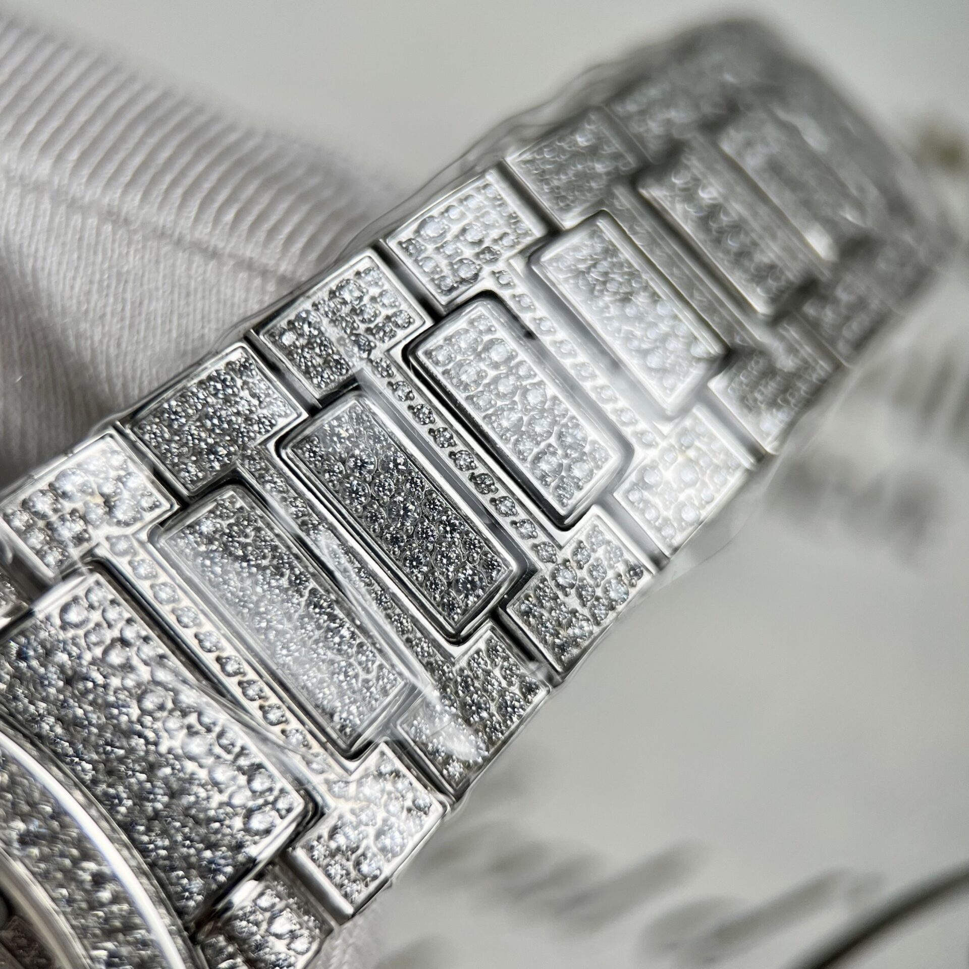 Patek Philippe Nautilus 7118 Full Diamond Super Clone Watch 35.2mm - Image 8