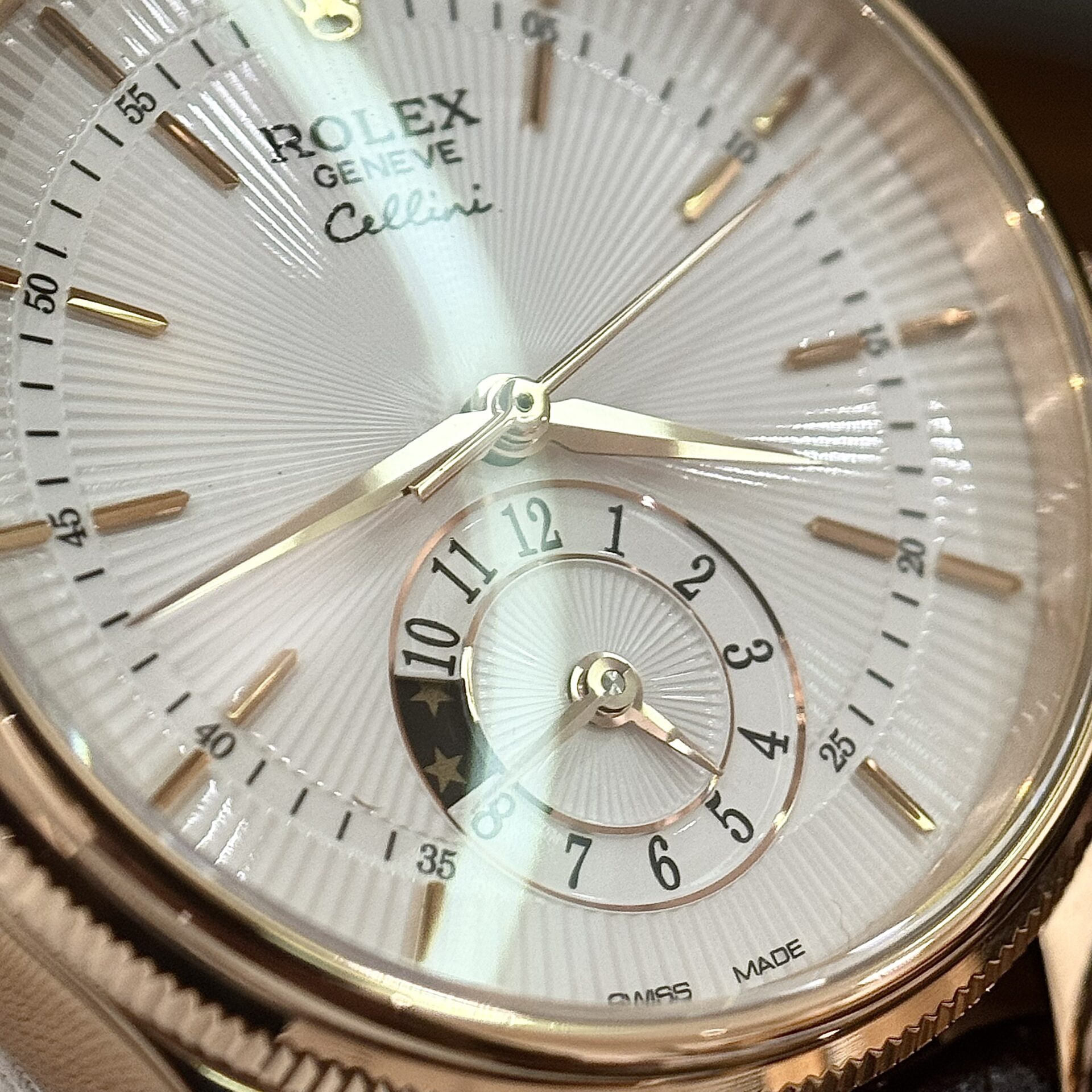 Rolex Cellini 50525 Super Clone Watch Rose Gold Brown Strap 39mm - Image 5