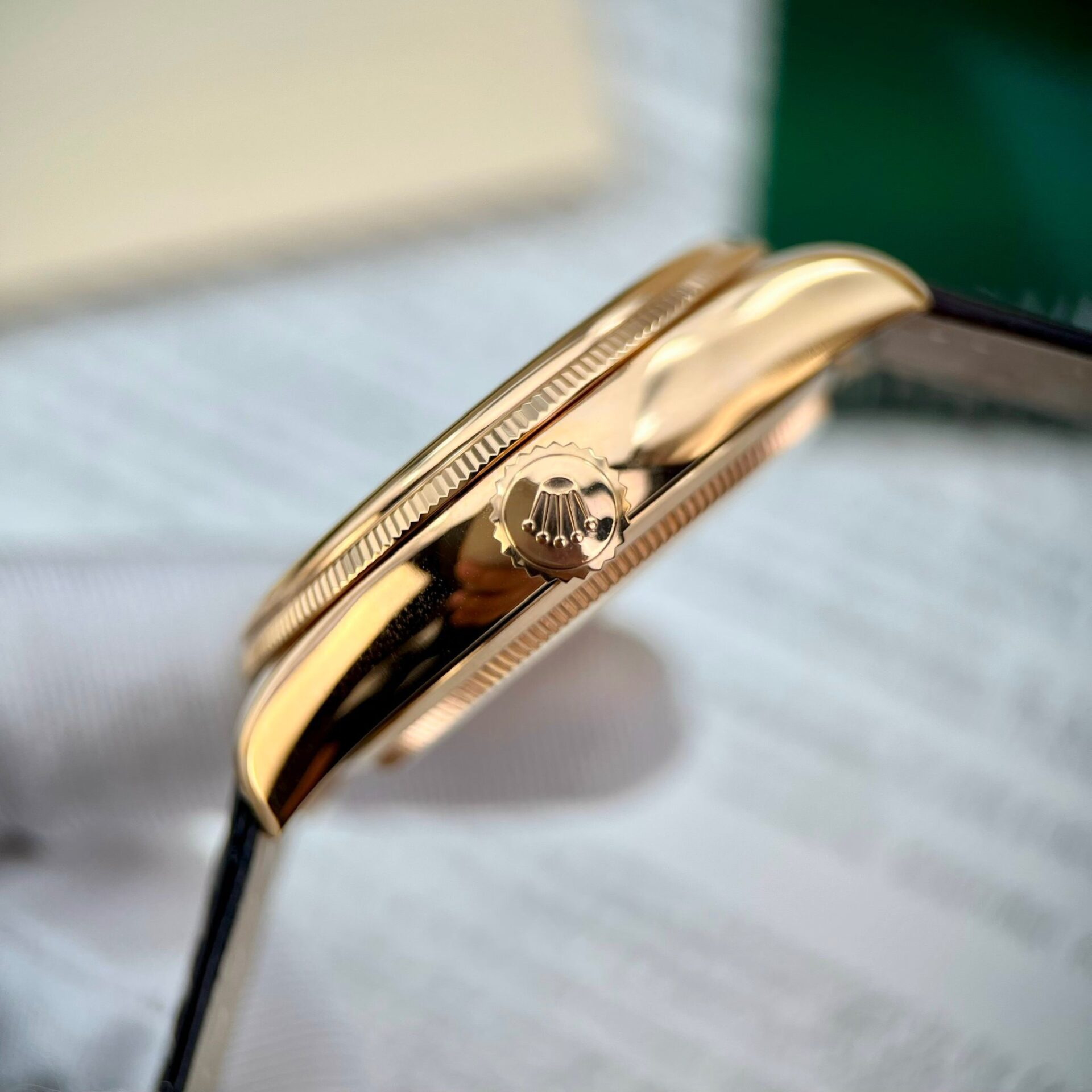 Rolex Cellini Date 50515 Gold Wrapped Super Clone Watch Leather Strap 39mm - Image 4