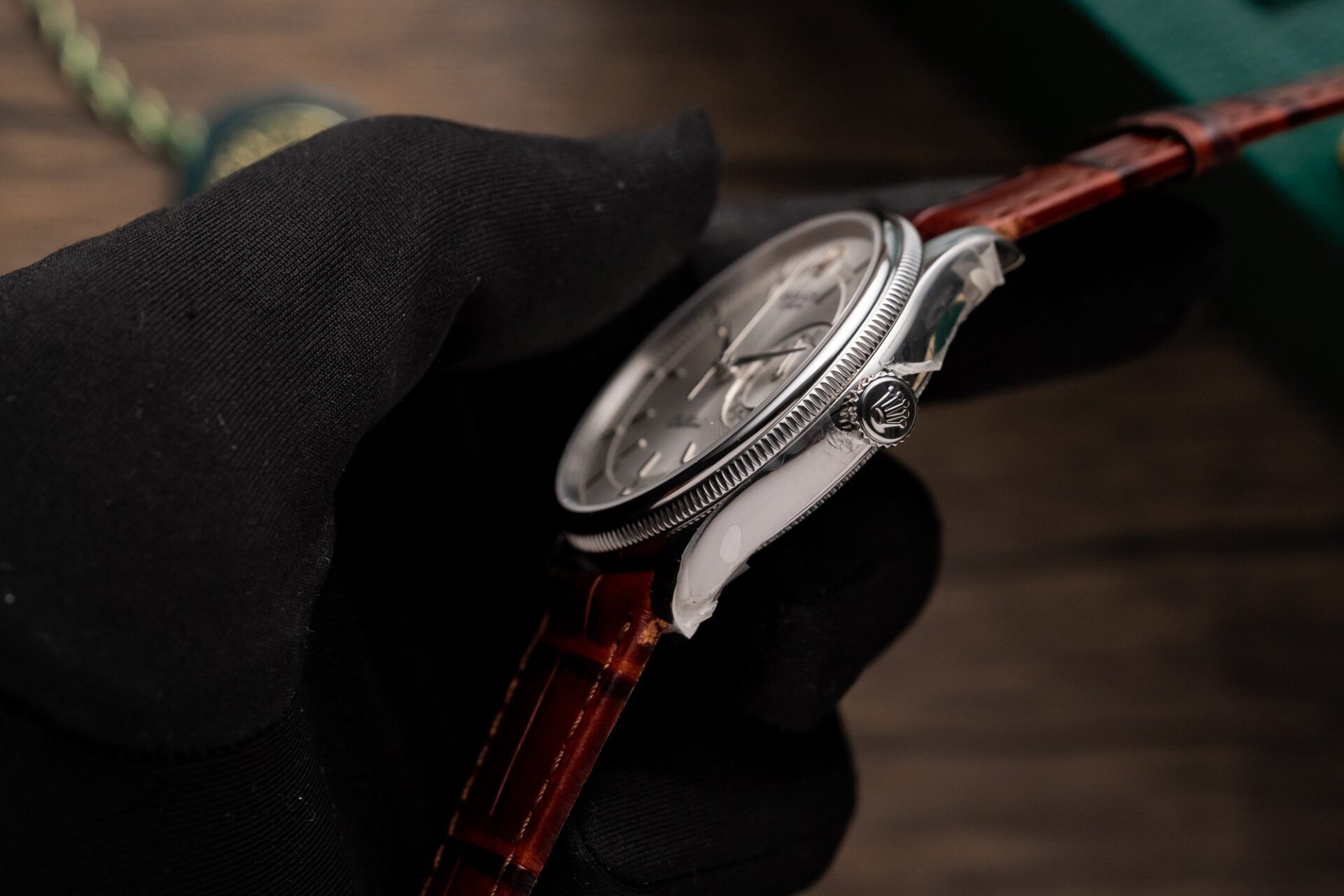 Rolex Super Clone 1:1 Watch Cellini Date 50519 Brown Leather Strap 39mm - Image 5