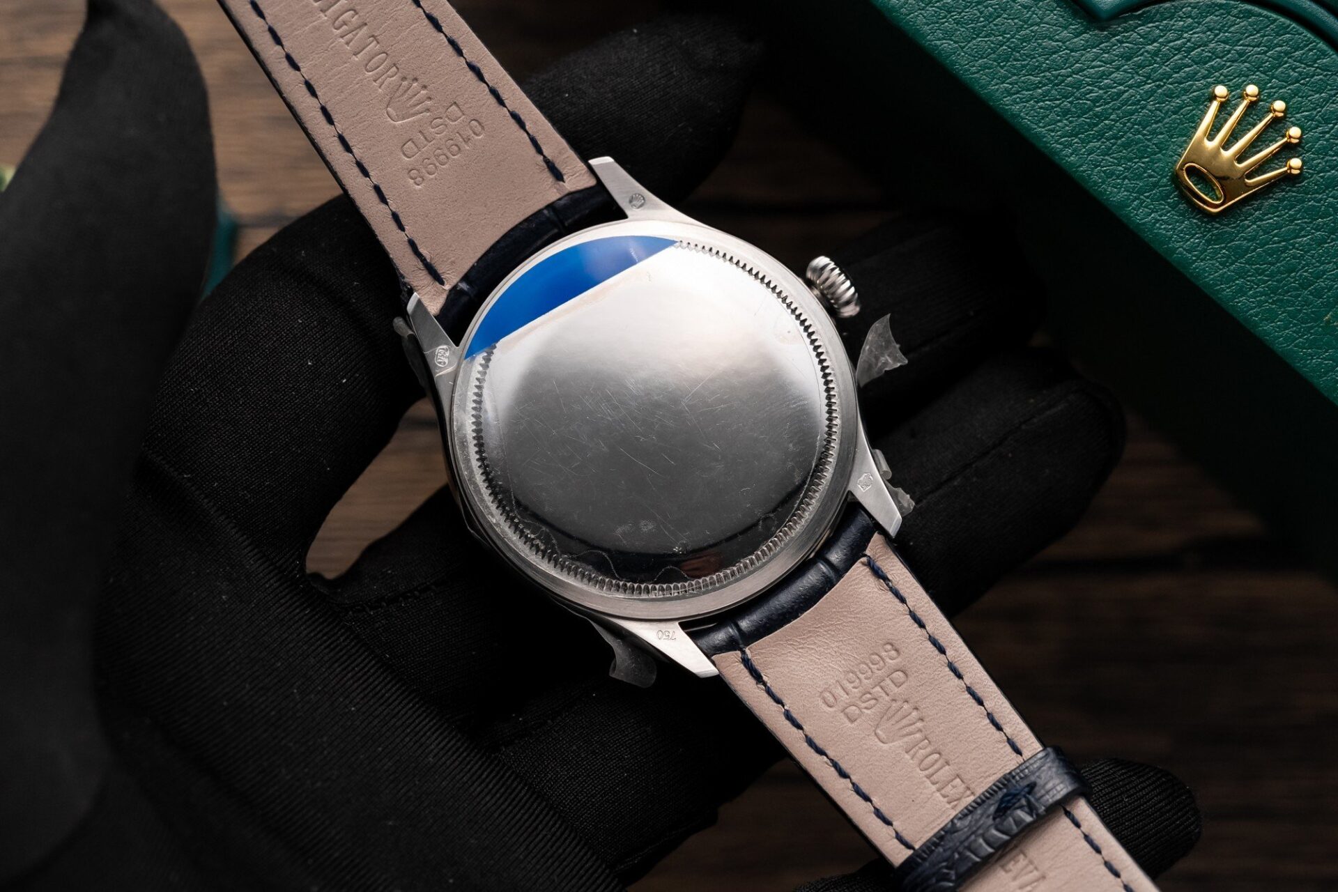 Rolex Super Clone 1:1 Watch Cellini Date 50519 Blue Dial Leather Strap 39mm - Image 7