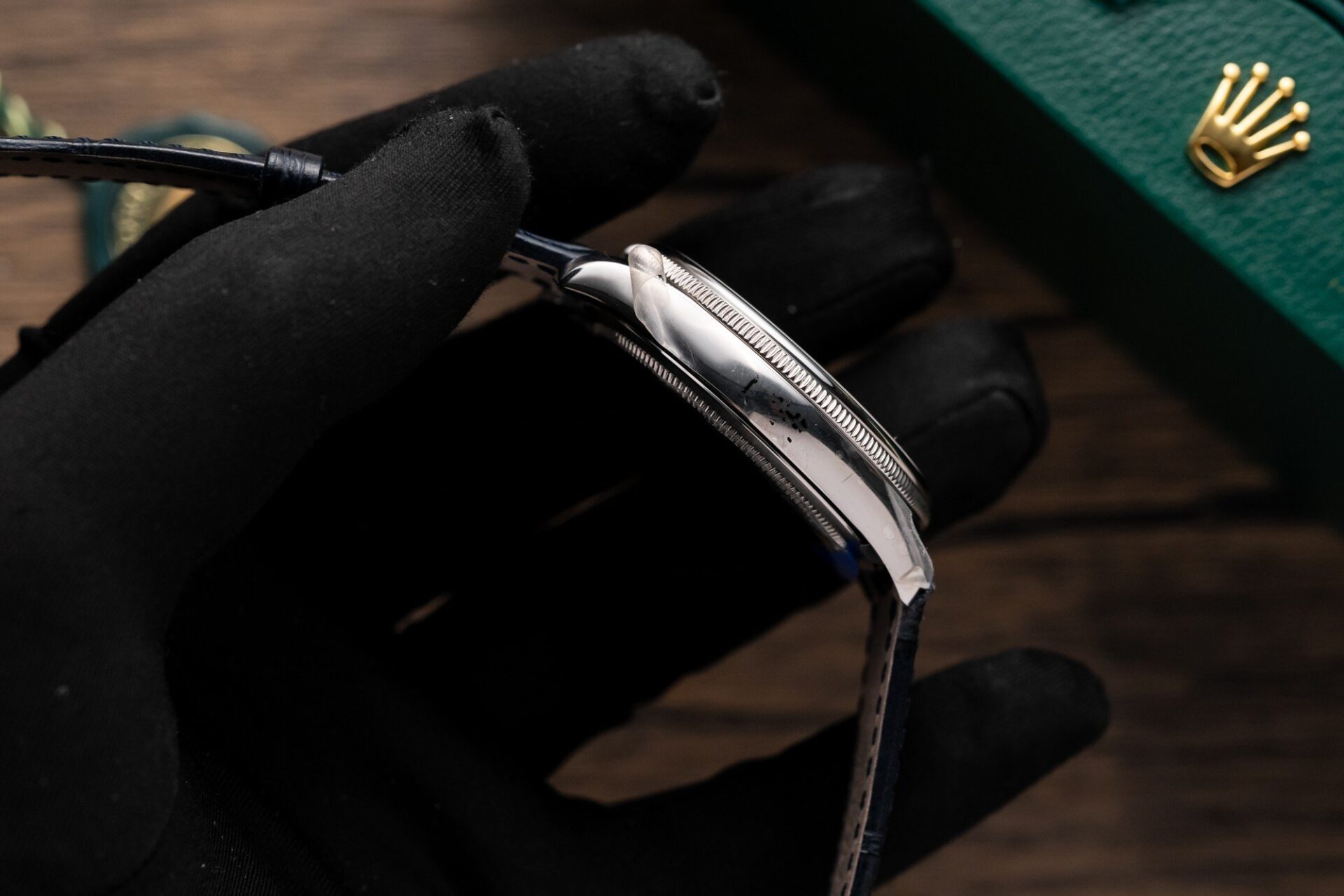 Rolex Super Clone 1:1 Watch Cellini Date 50519 Blue Dial Leather Strap 39mm - Image 6