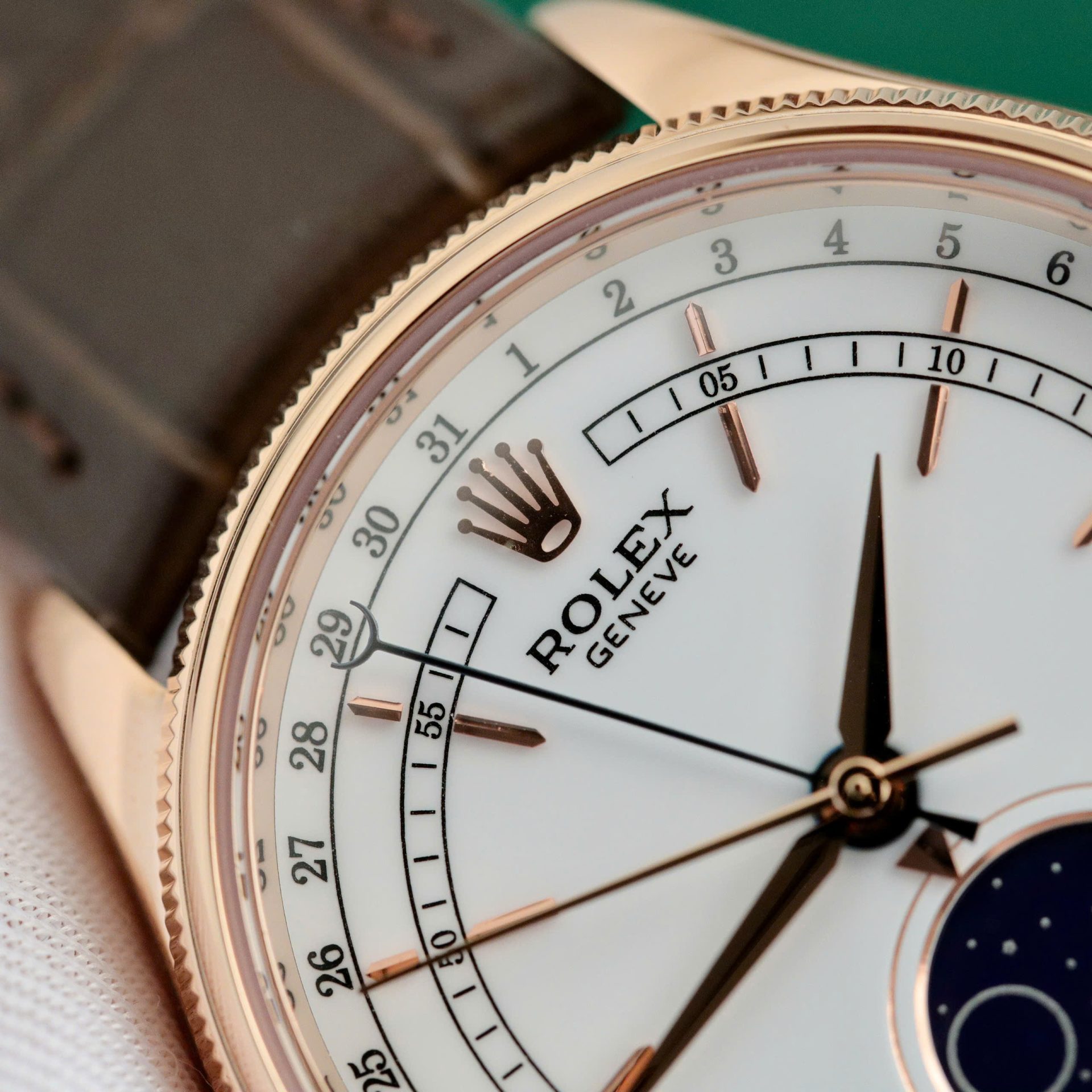 Rolex Cellini Moonphase 50535 Super Clone Watch Leather Strap 39mm - Image 6