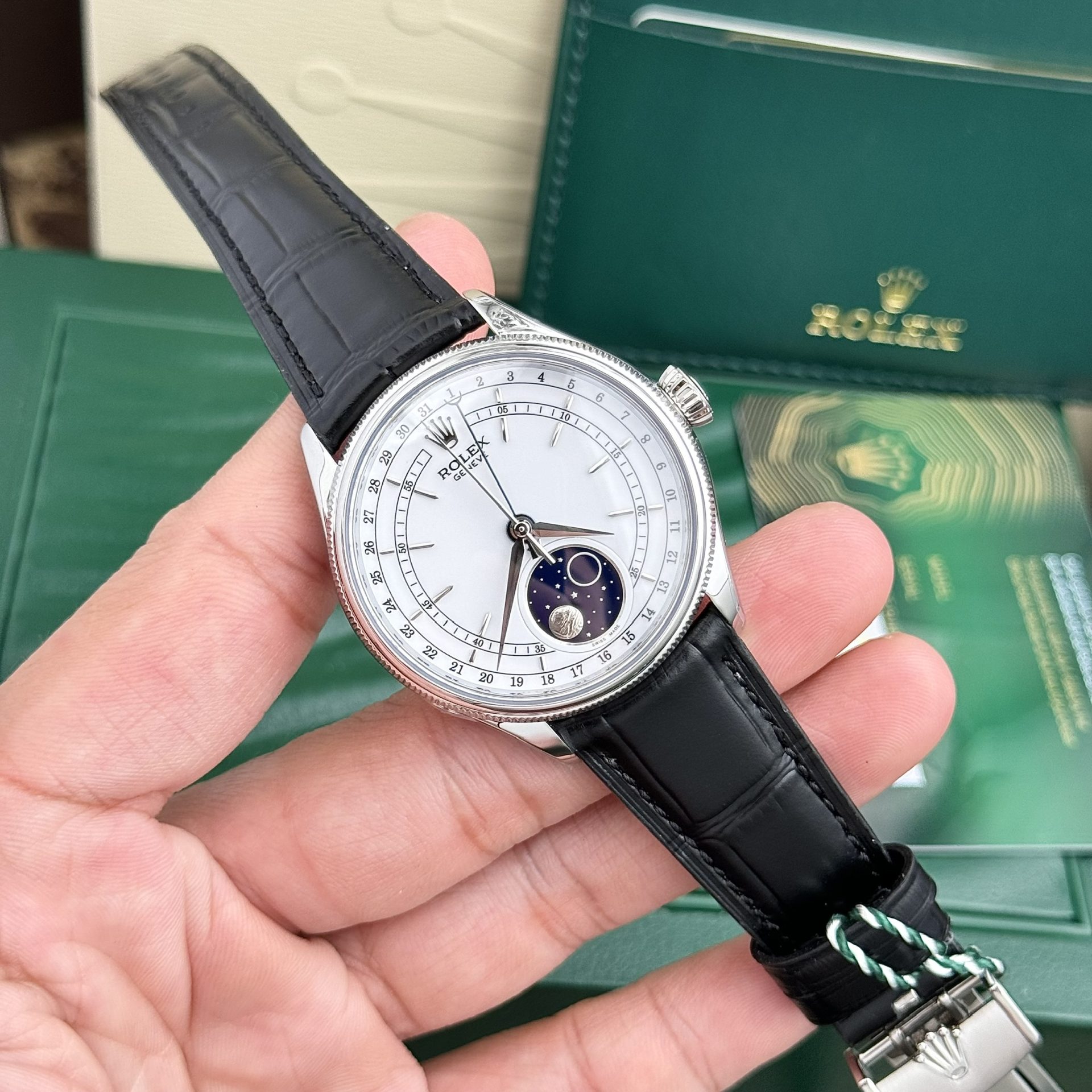 Rolex Super Clone Watch Cellini Moonphase Dial White 39mm - Image 2