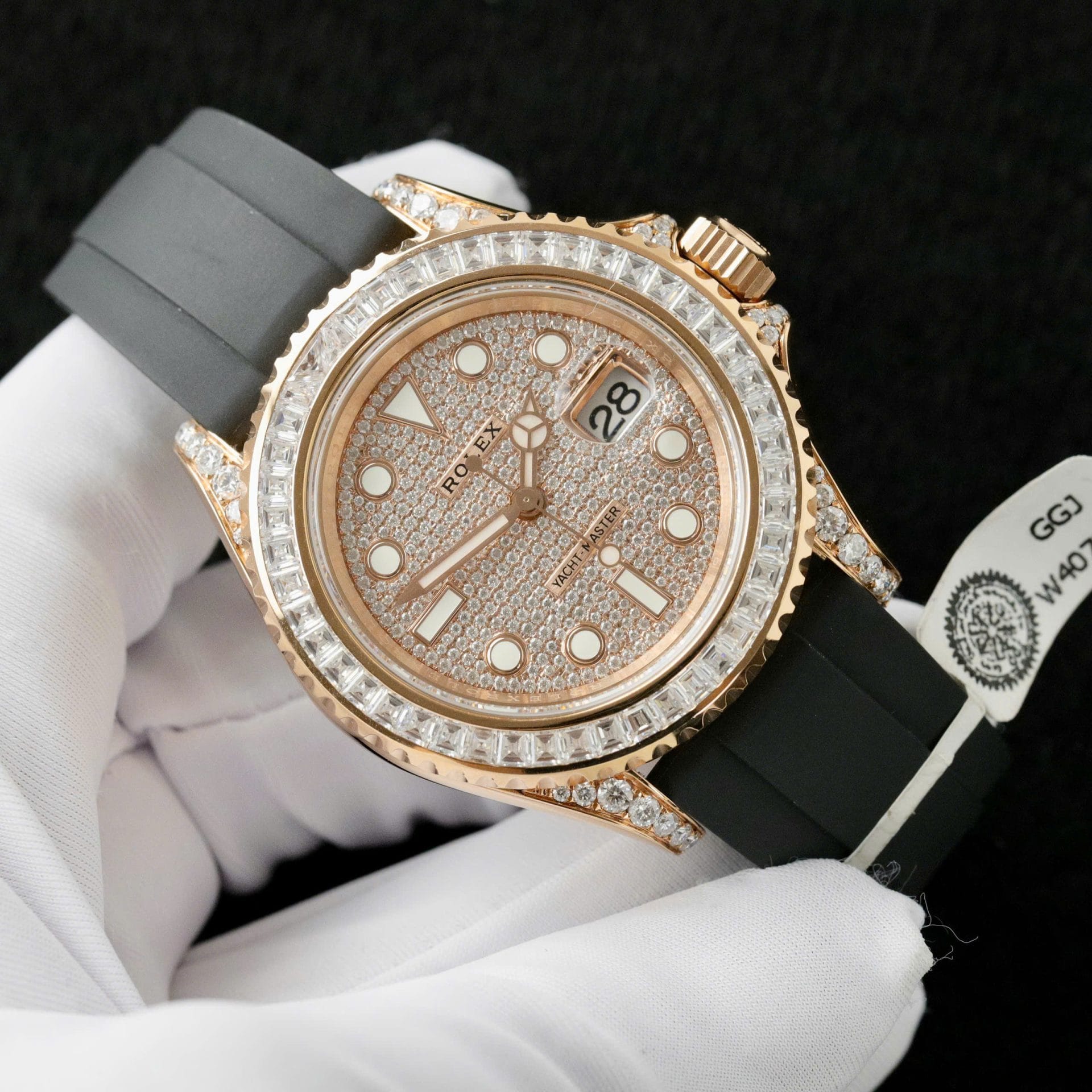 Rolex Yacht-Master Super Clone Gold Wrapped + Moissanite Diamonds Hong Kong 40mm - Image 4