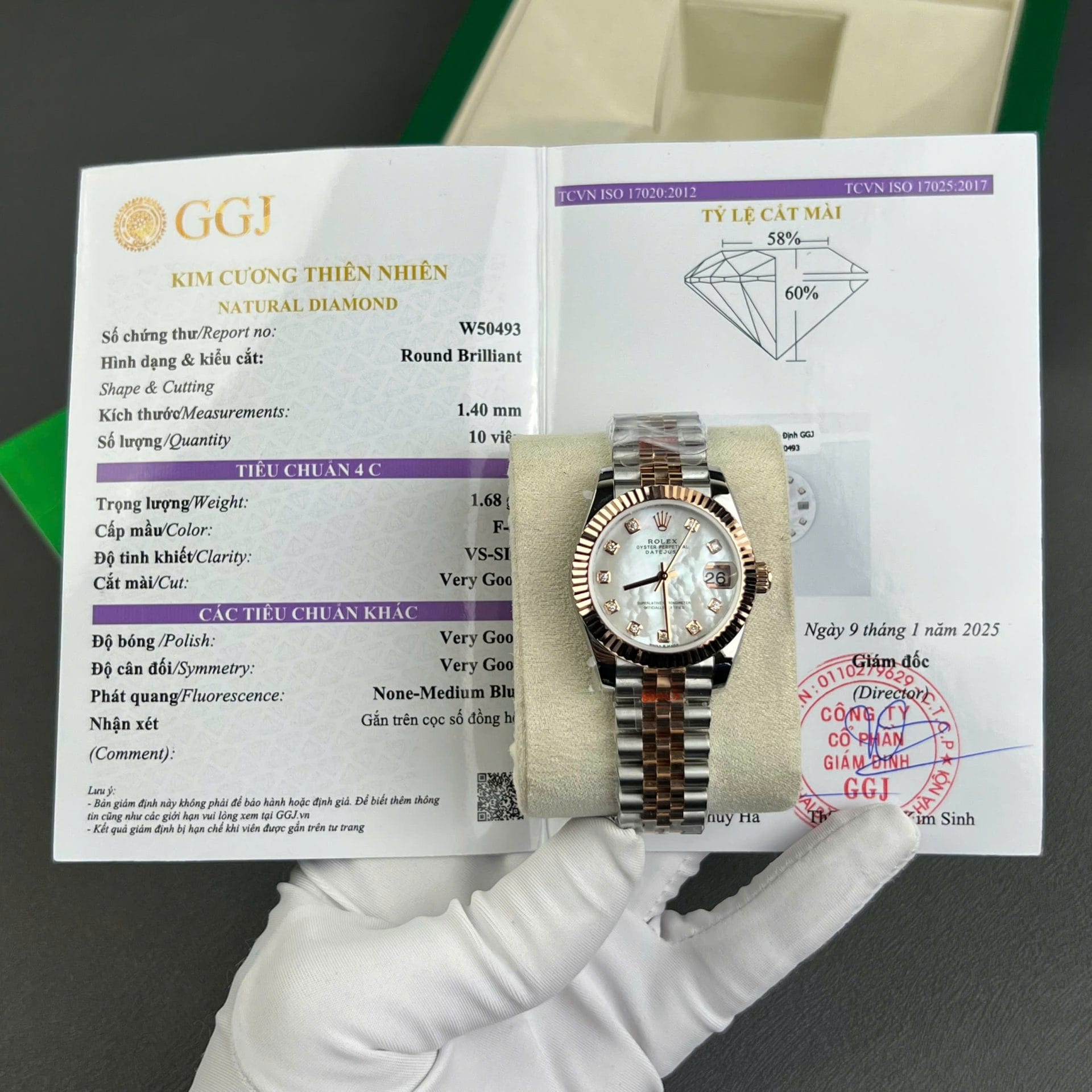 Rolex DateJust Super Clone Watch Gold Wrapped + MOP Dial Natural Diamond Markers GM Factory 31mm