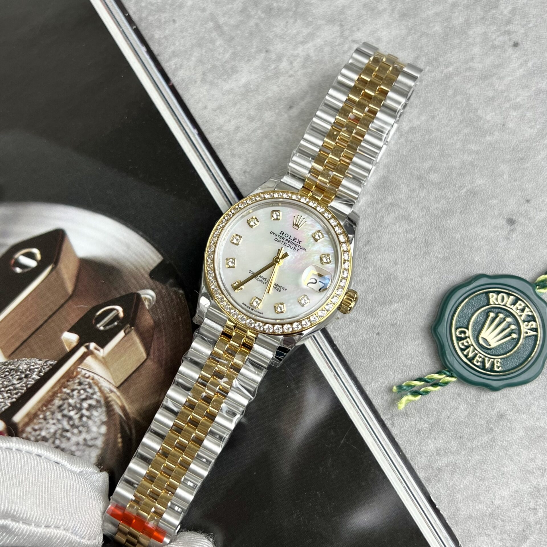 Rolex Super Clone DateJust Mother of Pearl Dial Demi Gold Dial 31mm
