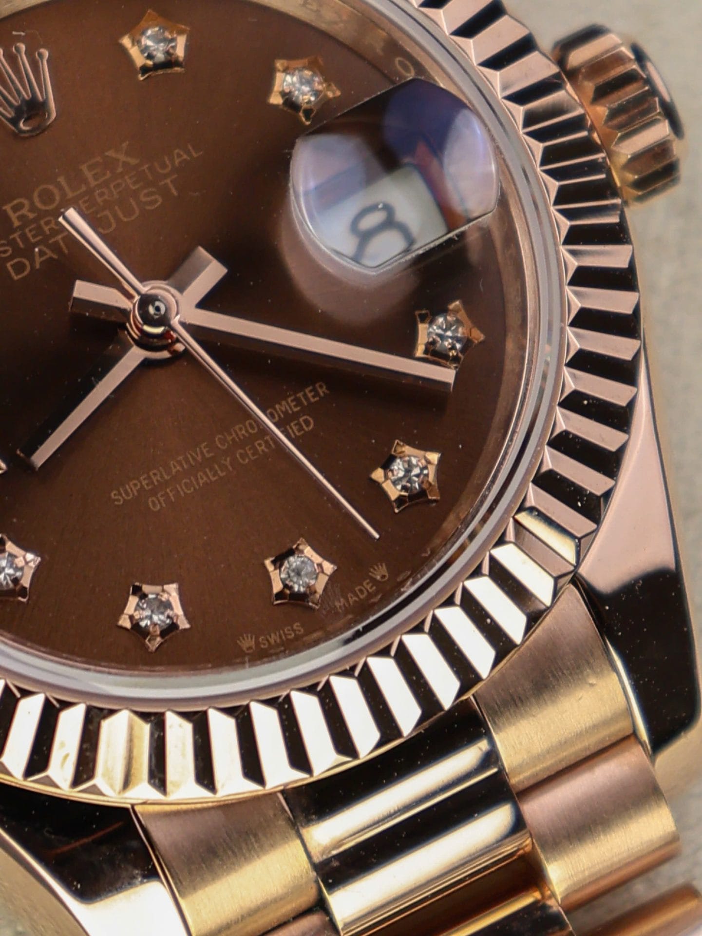 Rolex DateJust Women Super Clone Gold Wrapped Chocolate Dial GM Factory 28mm - Image 6