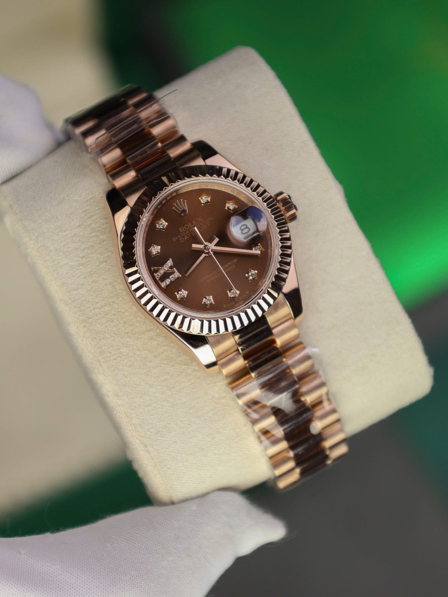 Rolex DateJust Women Super Clone Gold Wrapped Chocolate Dial GM Factory 28mm - Image 2
