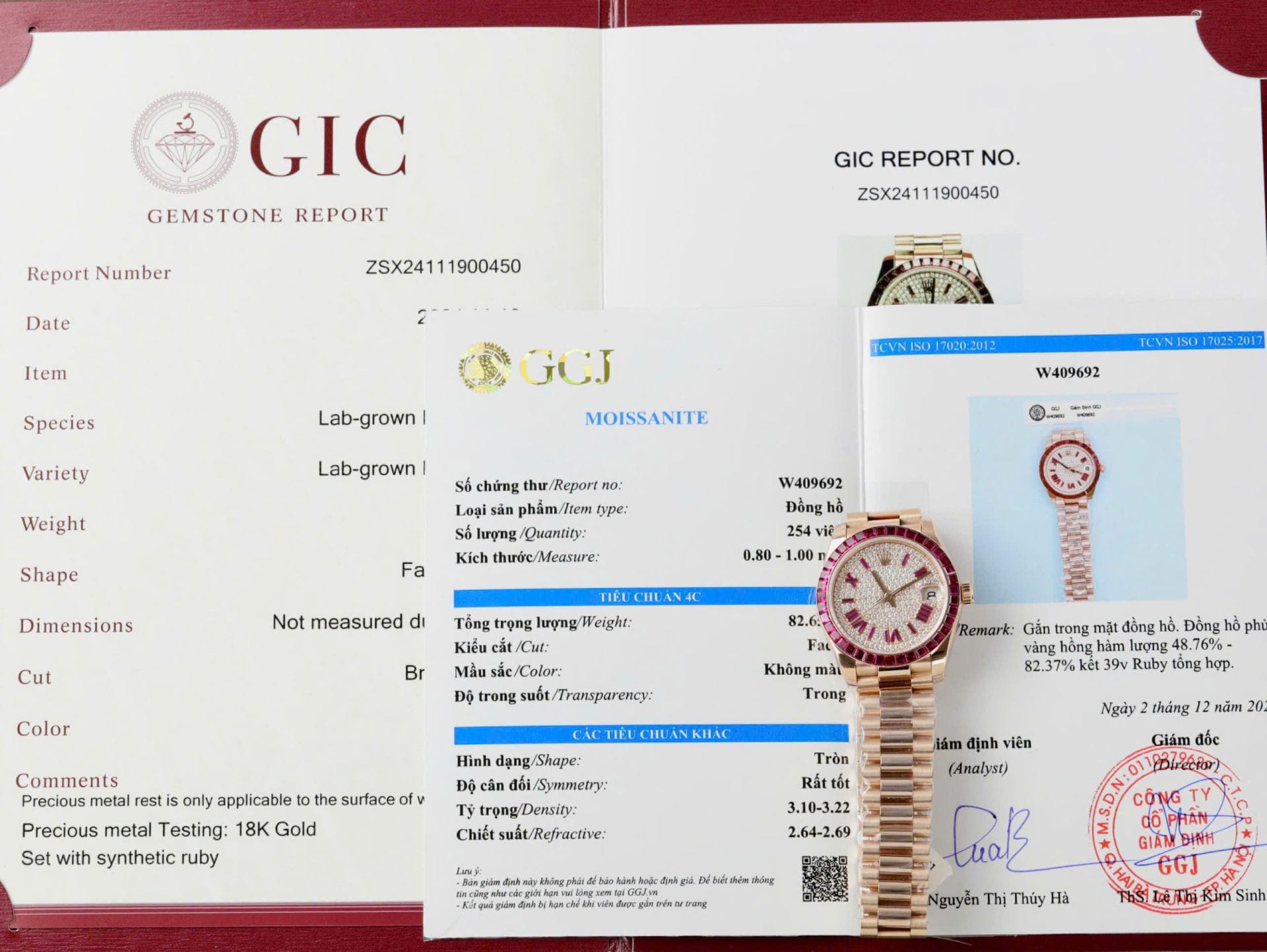 Rolex DateJust Women Custom Gold Wrapped + Ruby Baguette + Diamonds Moissanite 31mm Super Clone