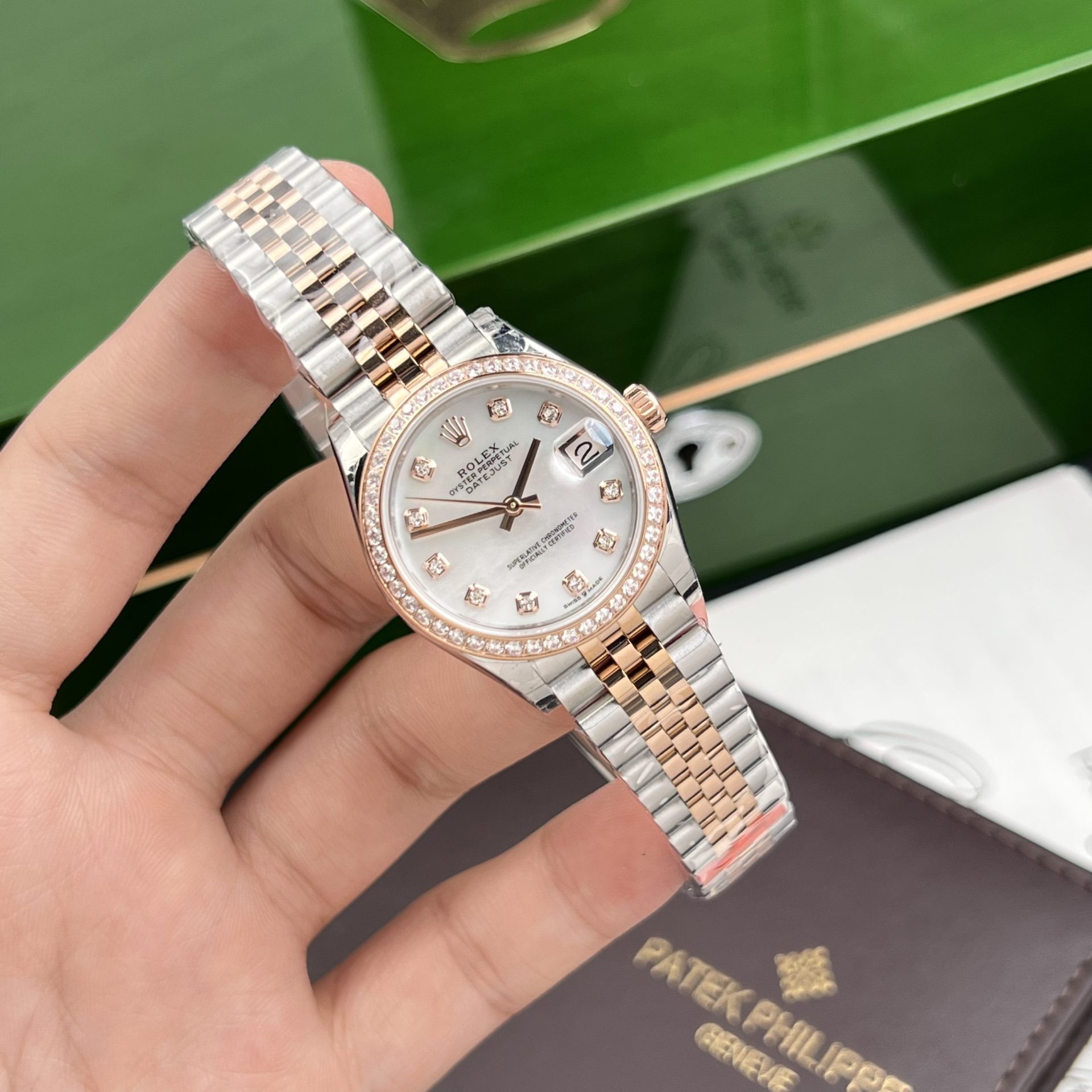 Rolex Super Clone Watch DateJust Mother Of Pearl Dial EW Factory 31mm - Image 3