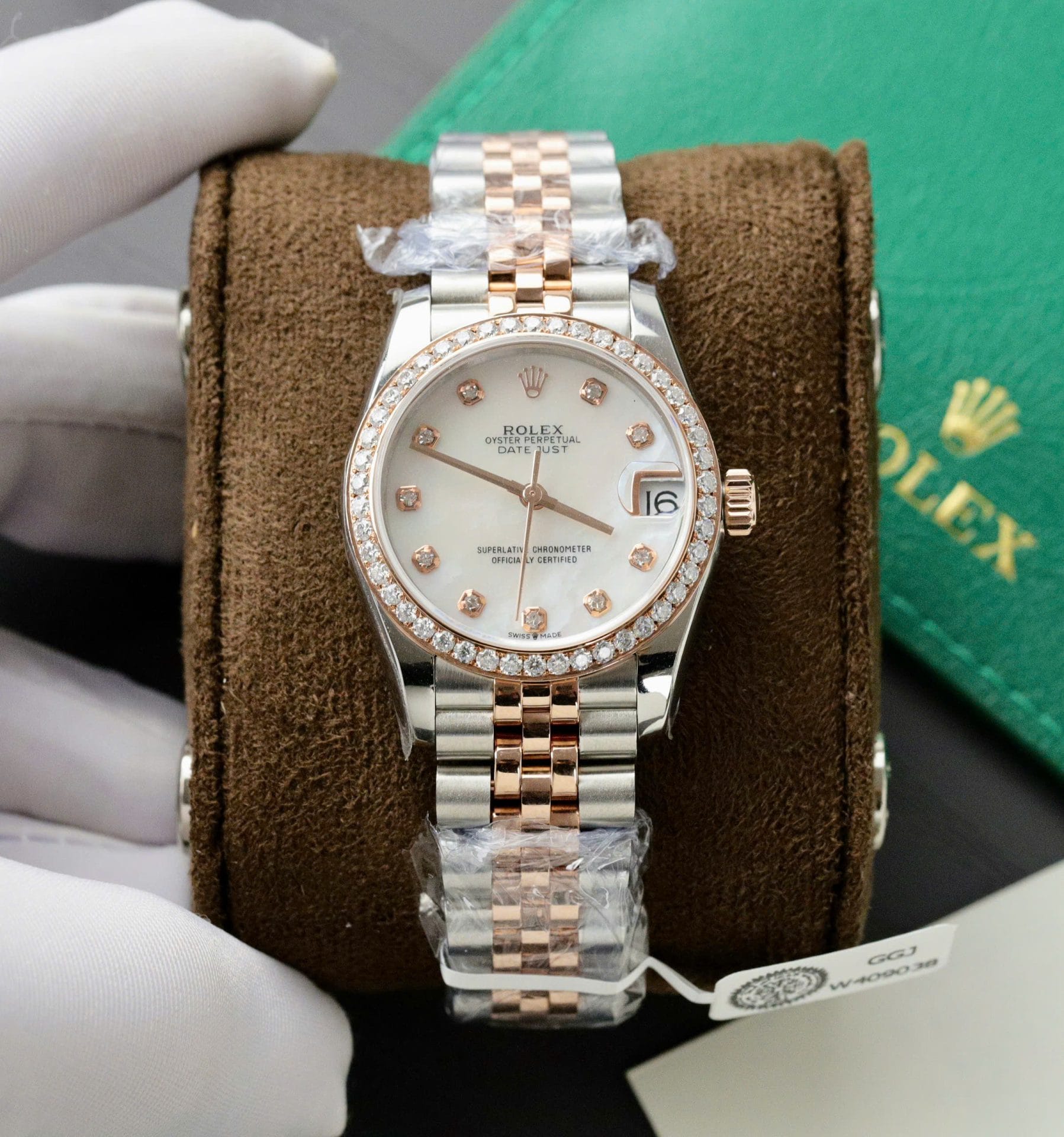 Rolex DateJust Super Clone 11 Watch Dial Mother Of Pearl Custom Moissanite Diamonds 31mm - Image 2