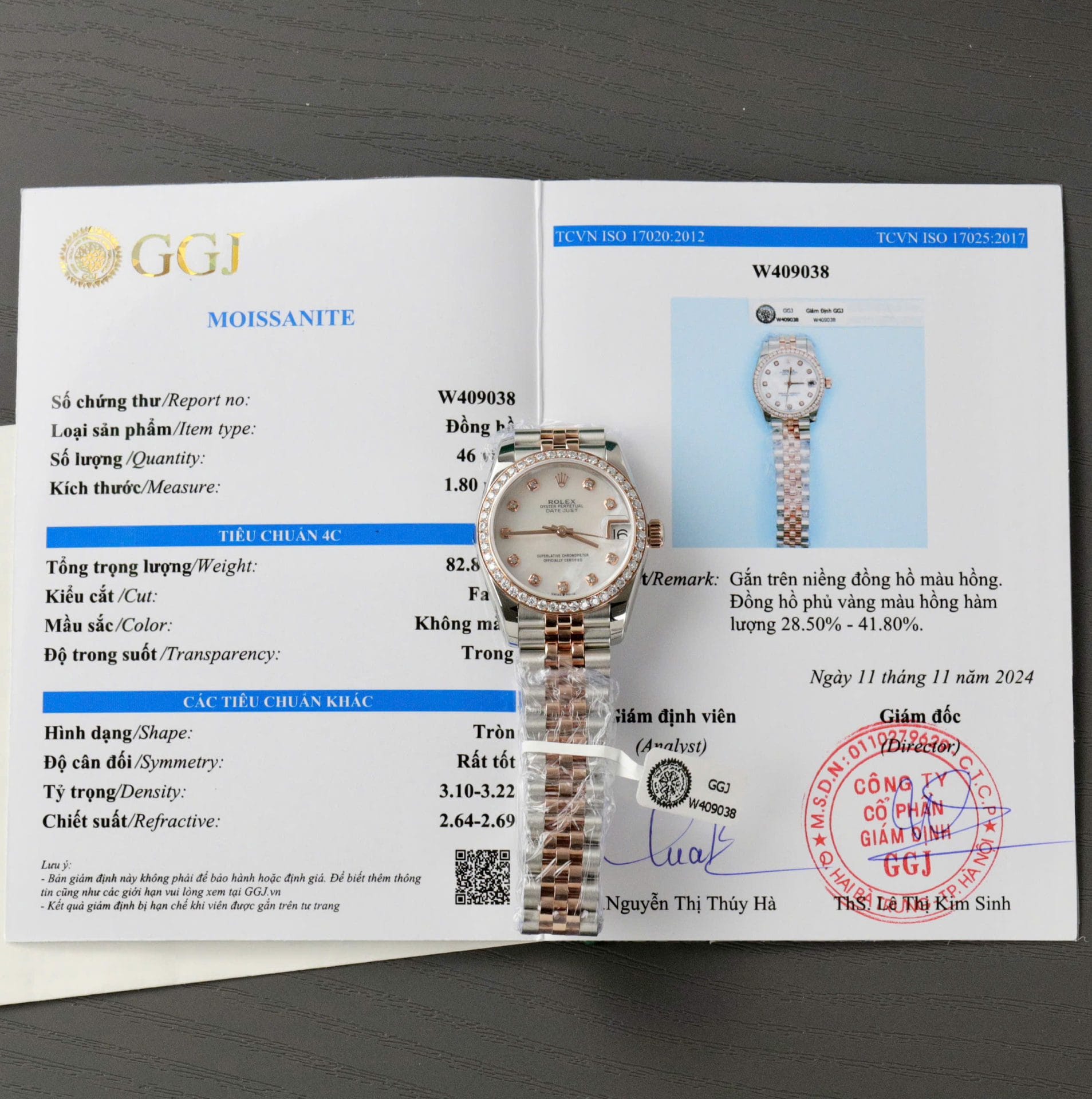 Rolex DateJust Super Clone 11 Watch Dial Mother Of Pearl Custom Moissanite Diamonds 31mm