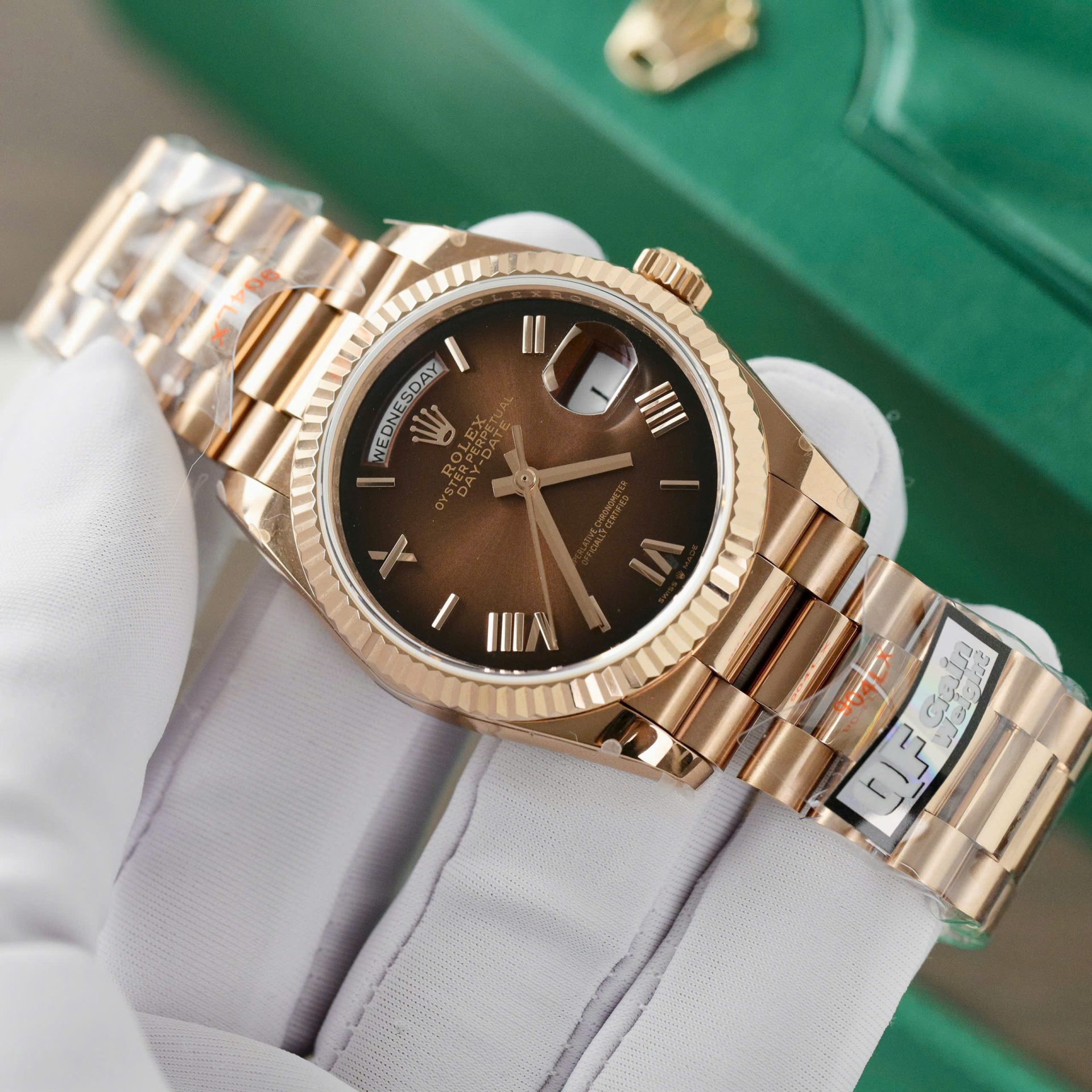 Rolex Day-Date 128235 Super Clone Watch Dial Chocolate Weight 158gram QF Factory 36mm - Image 3