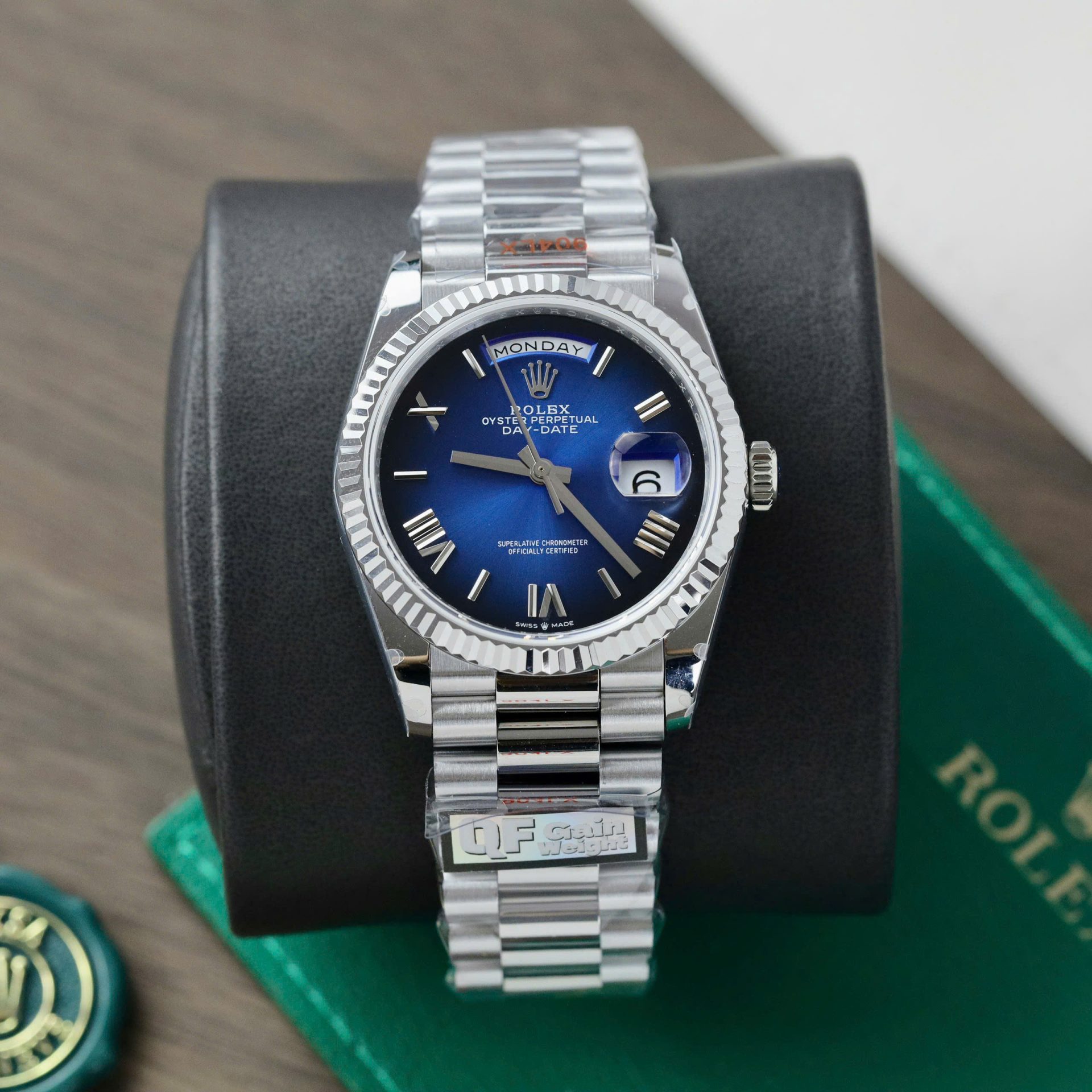 Rolex Day-Date 128236 Super Clone Watch Dial Blue Weight 158gram QF Factory 36mm