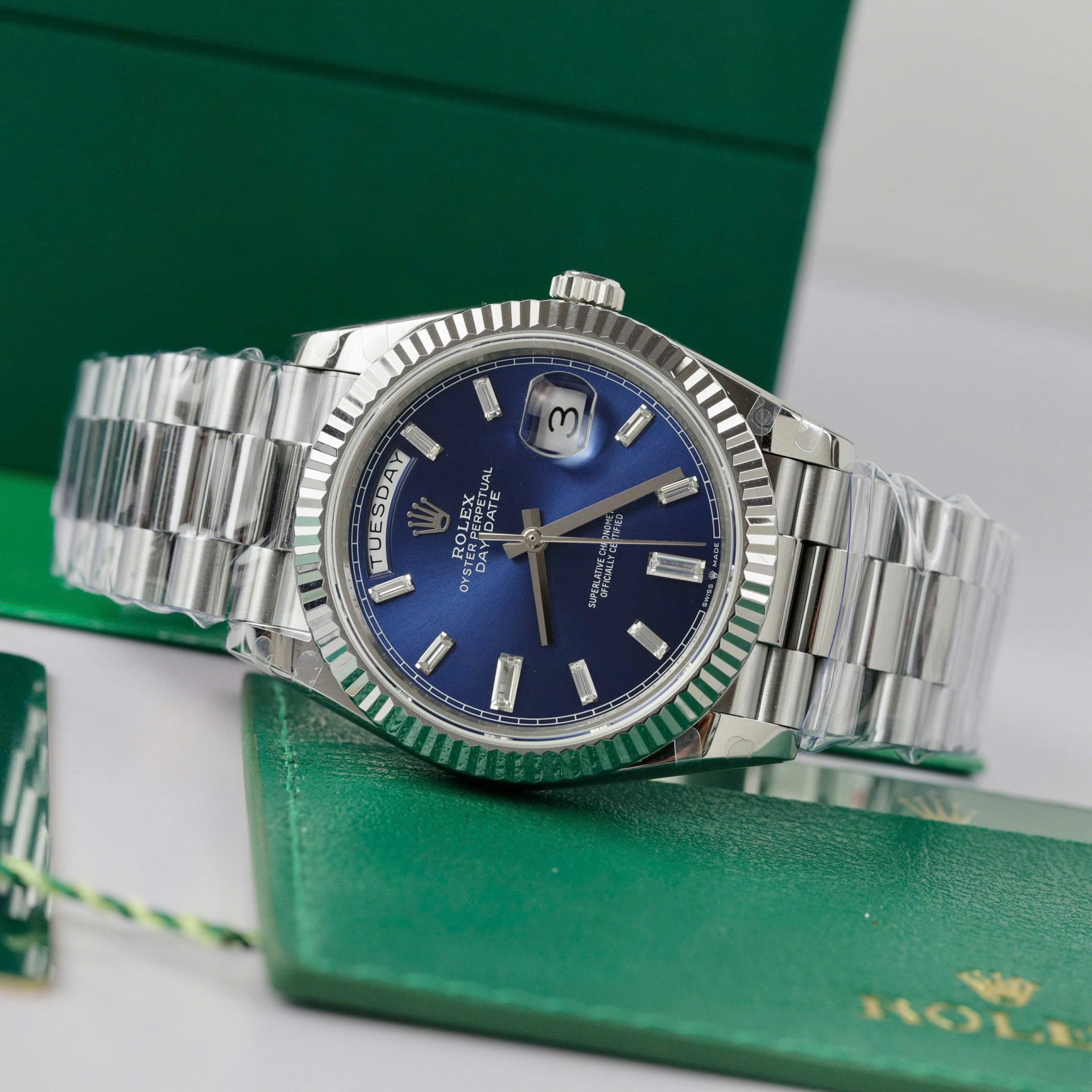 Rolex Super Clone Watch Day-Date 228236 Dial Blue Weight 178gram GM Factory 40mm - Image 3