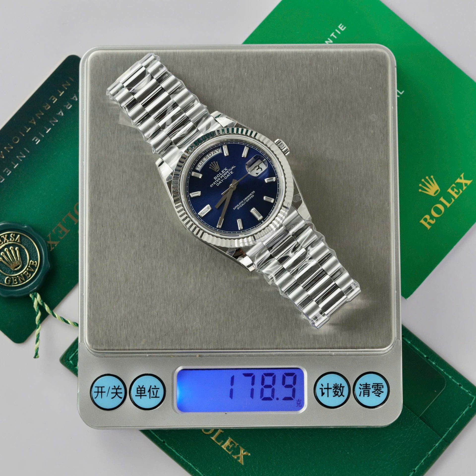 Rolex Super Clone Watch Day-Date 228236 Dial Blue Weight 178gram GM Factory 40mm - Image 2