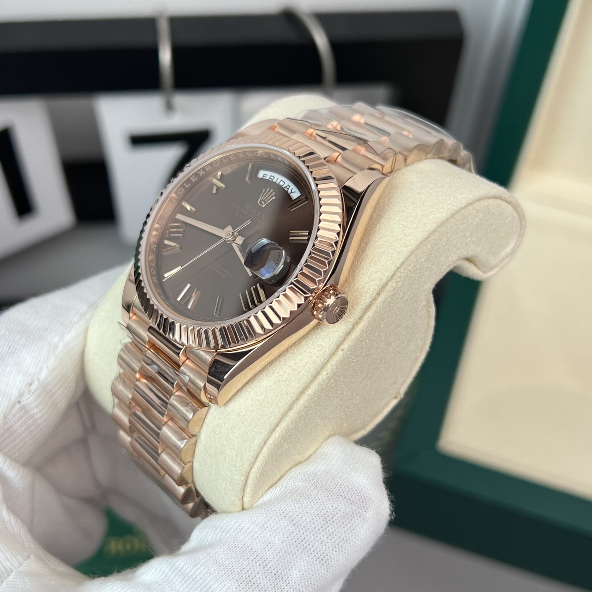 Rolex Day-Date 18K Gold Wrapped Super Clone Watch Chocolate Dial GM V2 40mm - Image 3