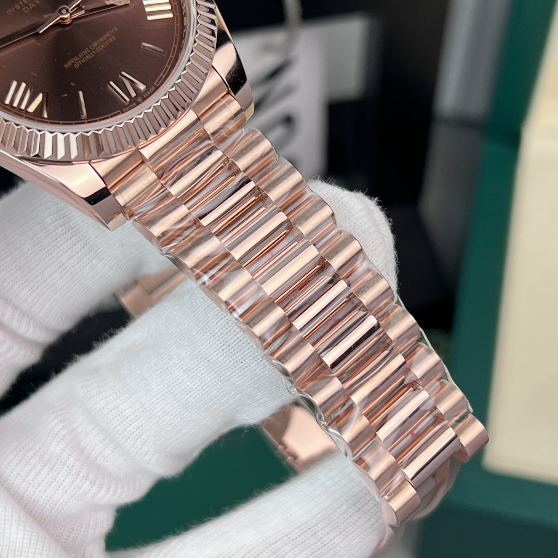 Rolex Day-Date 18K Gold Wrapped Super Clone Watch Chocolate Dial GM V2 40mm - Image 4