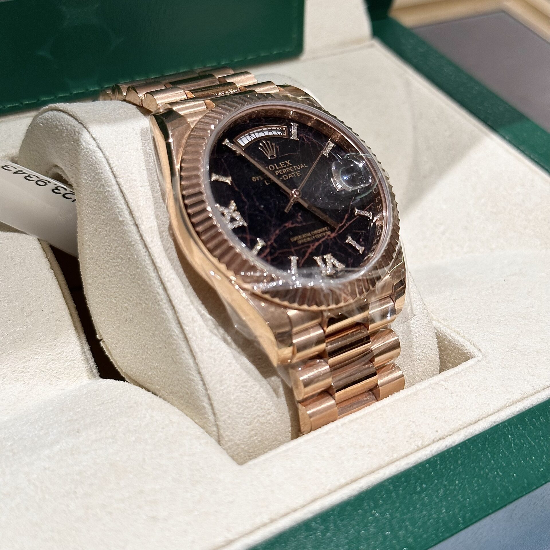 Rolex Super Clone 11 Watch Day-Date Rose Gold Wrapped Lava Dial 40mm - Image 4