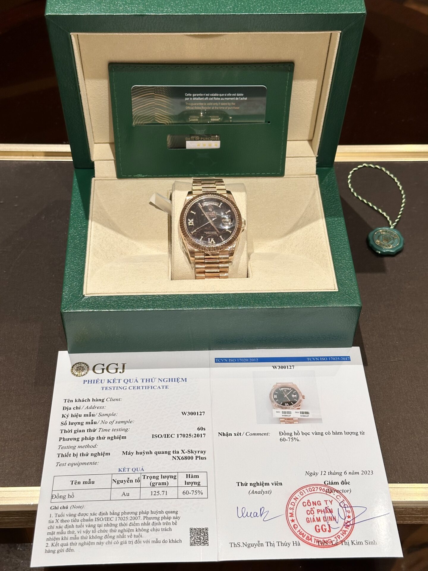 Rolex Super Clone 11 Watch Day-Date Rose Gold Wrapped Lava Dial 40mm