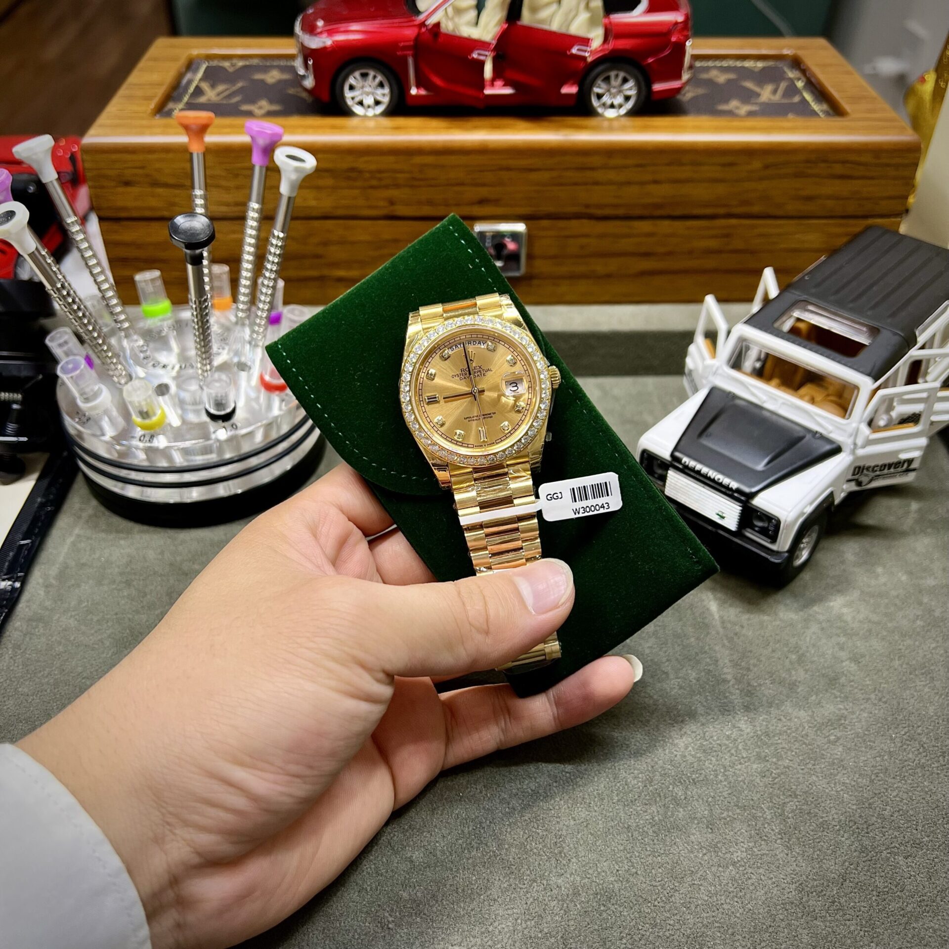 Rolex Super Clone Day-Date Yellow Dial Custom Moissanite Diamonds 40mm - Image 2