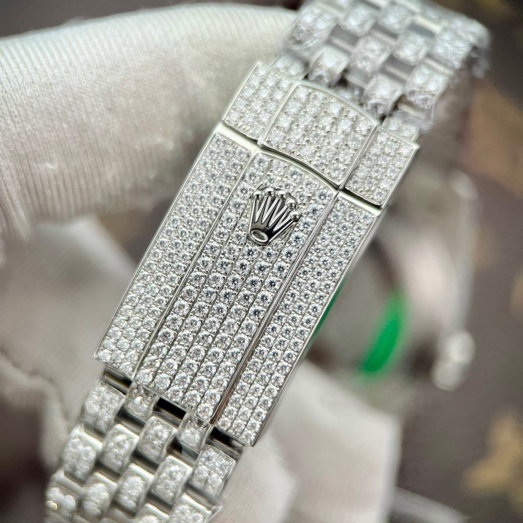 Rolex Super Clone Watch DateJust Custom Full Diamonds Moissanite 41mm - Image 8