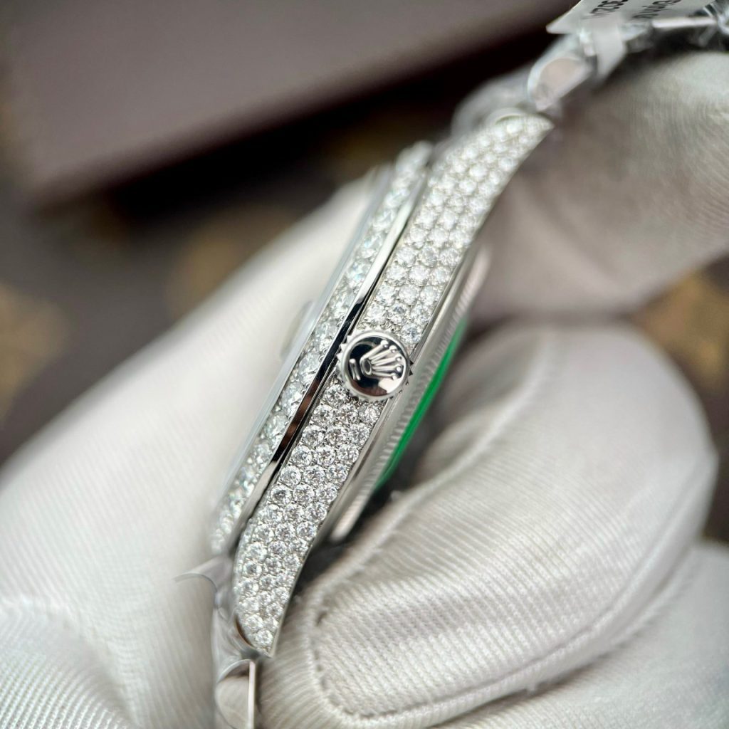 Rolex Super Clone Watch DateJust Custom Full Diamonds Moissanite 41mm - Image 5