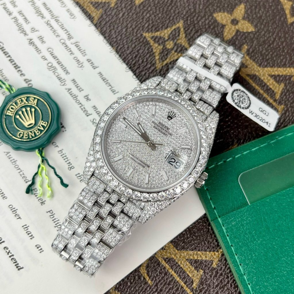 Rolex Super Clone Watch DateJust Custom Full Diamonds Moissanite 41mm - Image 2