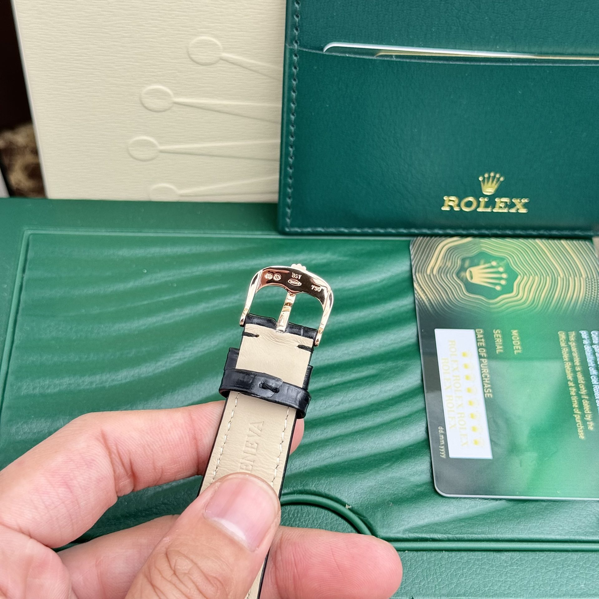 Rolex Super Clone Watch Cellini 50525 Chocolate Dial Leather Strap 39mm - Image 7