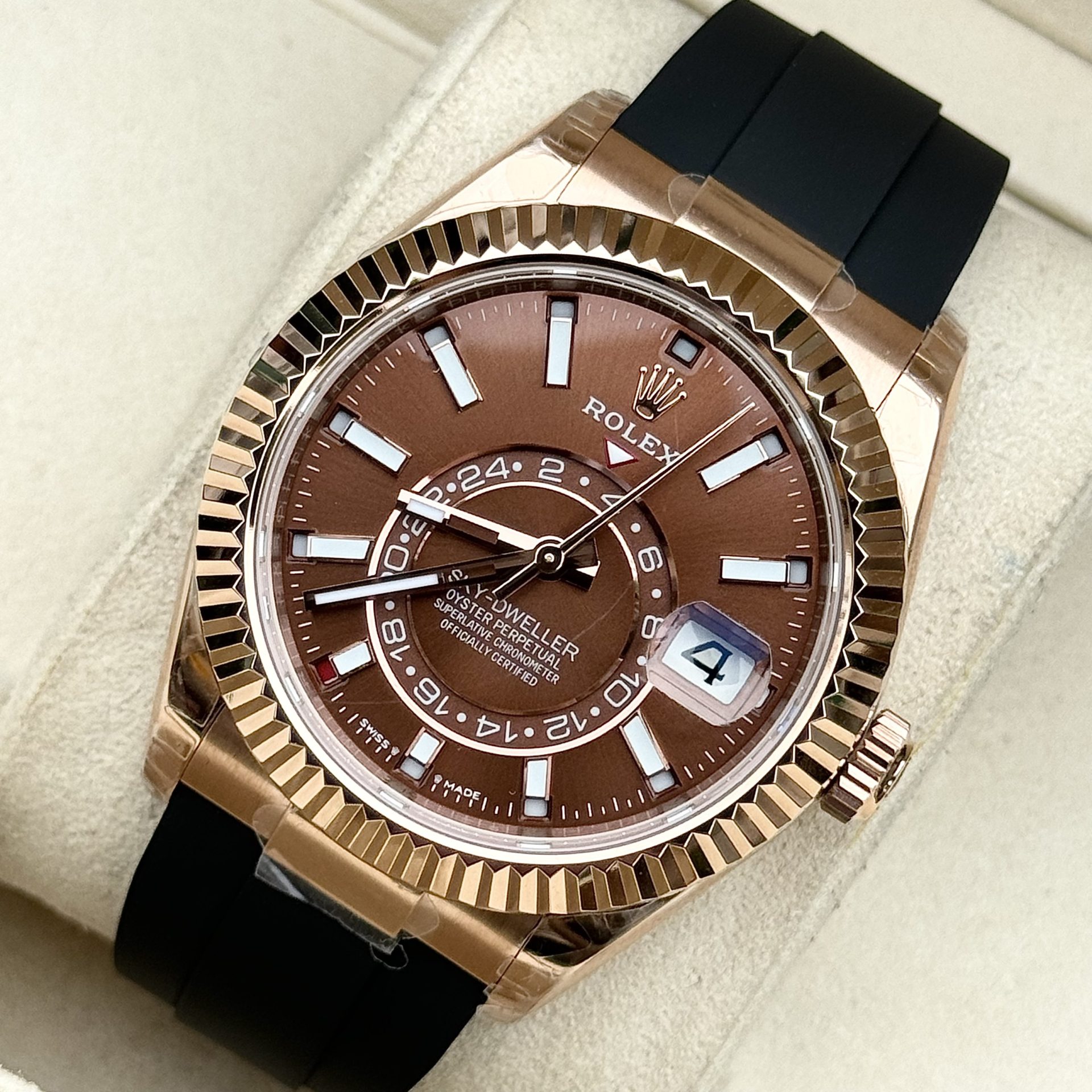 Rolex Super Clone Watch Sky-Dweller 336235 Chocolate Dial Rubber Strap 42mm - Image 2