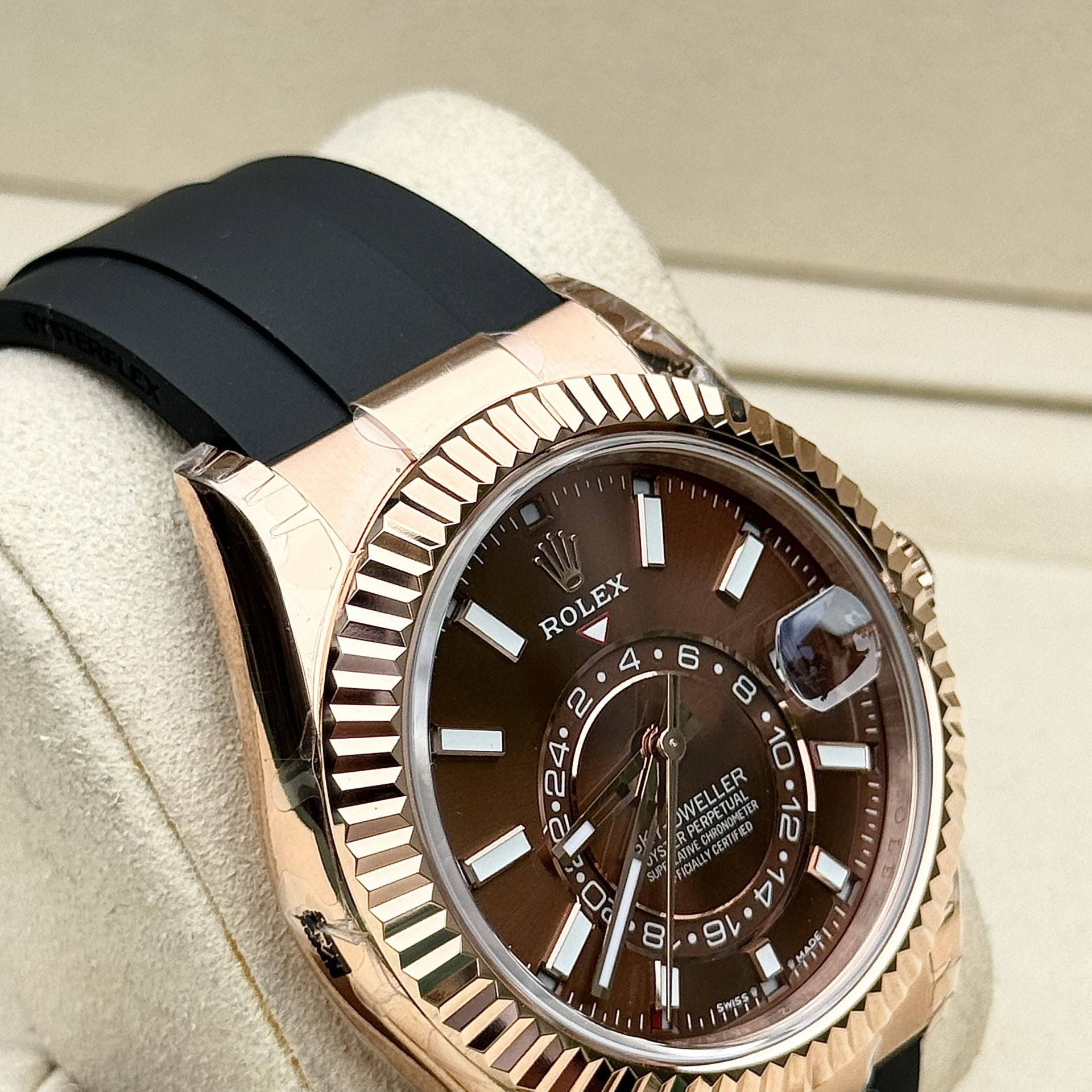 Rolex Super Clone Watch Sky-Dweller 336235 Chocolate Dial Rubber Strap 42mm - Image 3
