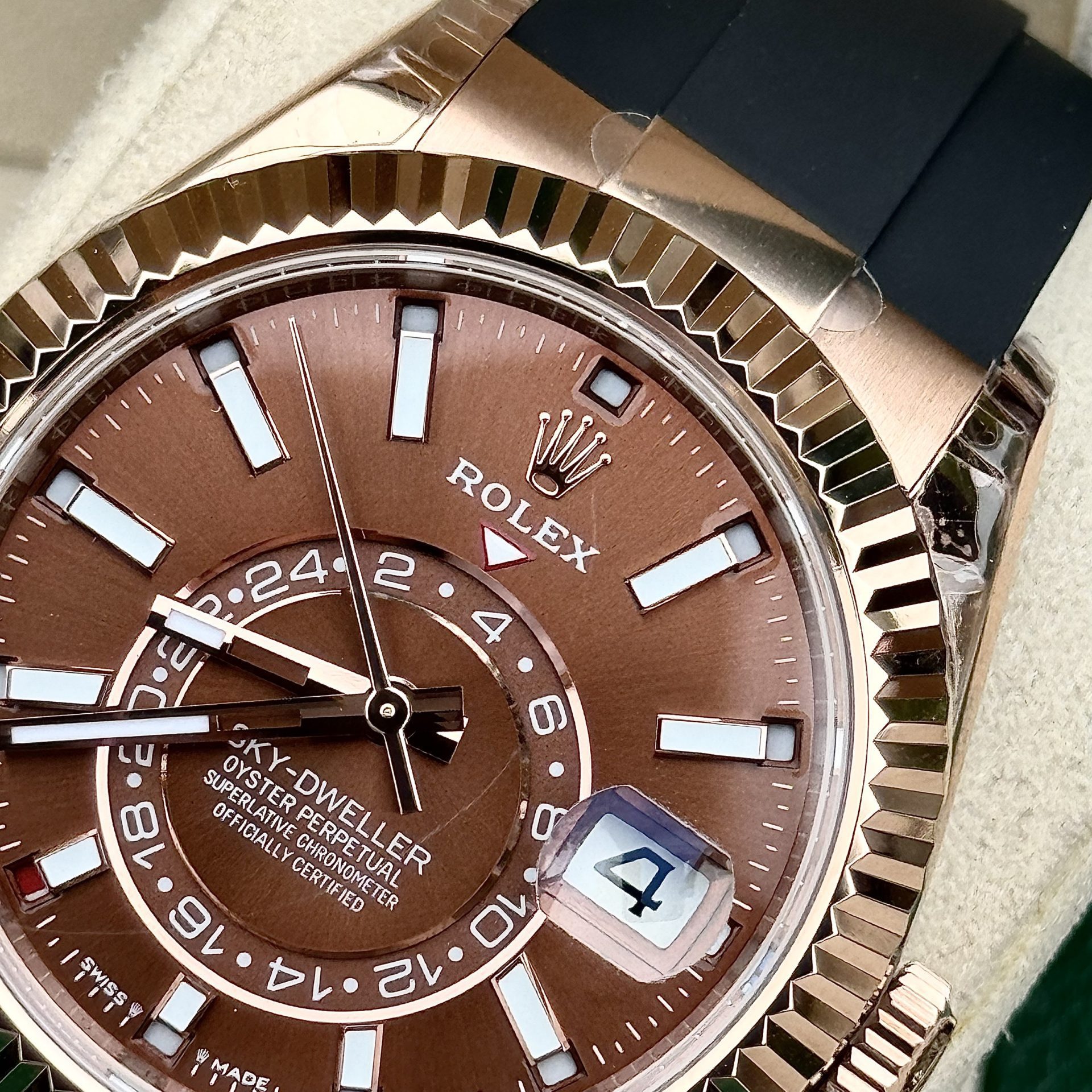 Rolex Super Clone Watch Sky-Dweller 336235 Chocolate Dial Rubber Strap 42mm - Image 4