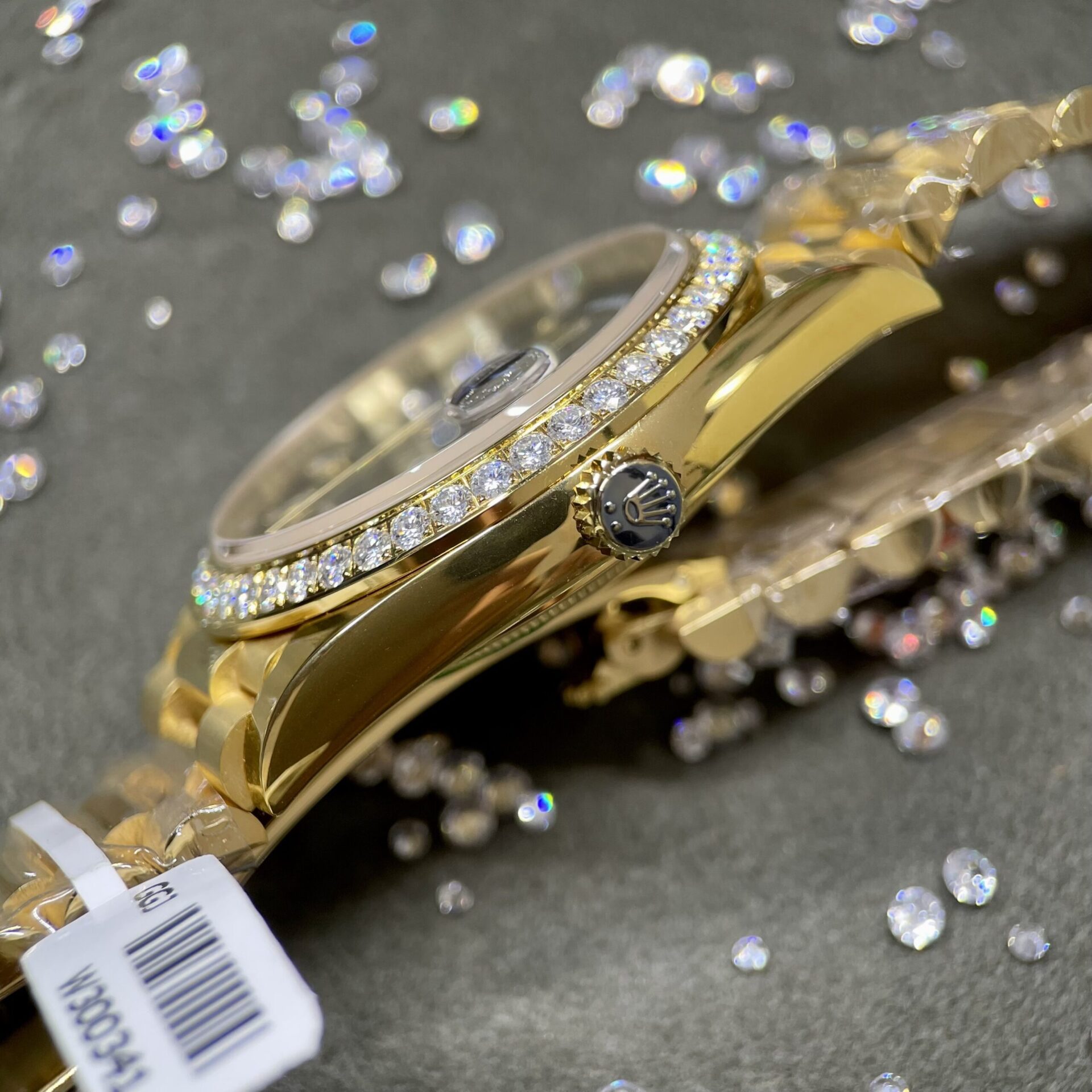 Rolex Super Clone Day-Date Yellow Dial Custom Moissanite Diamonds 40mm - Image 7
