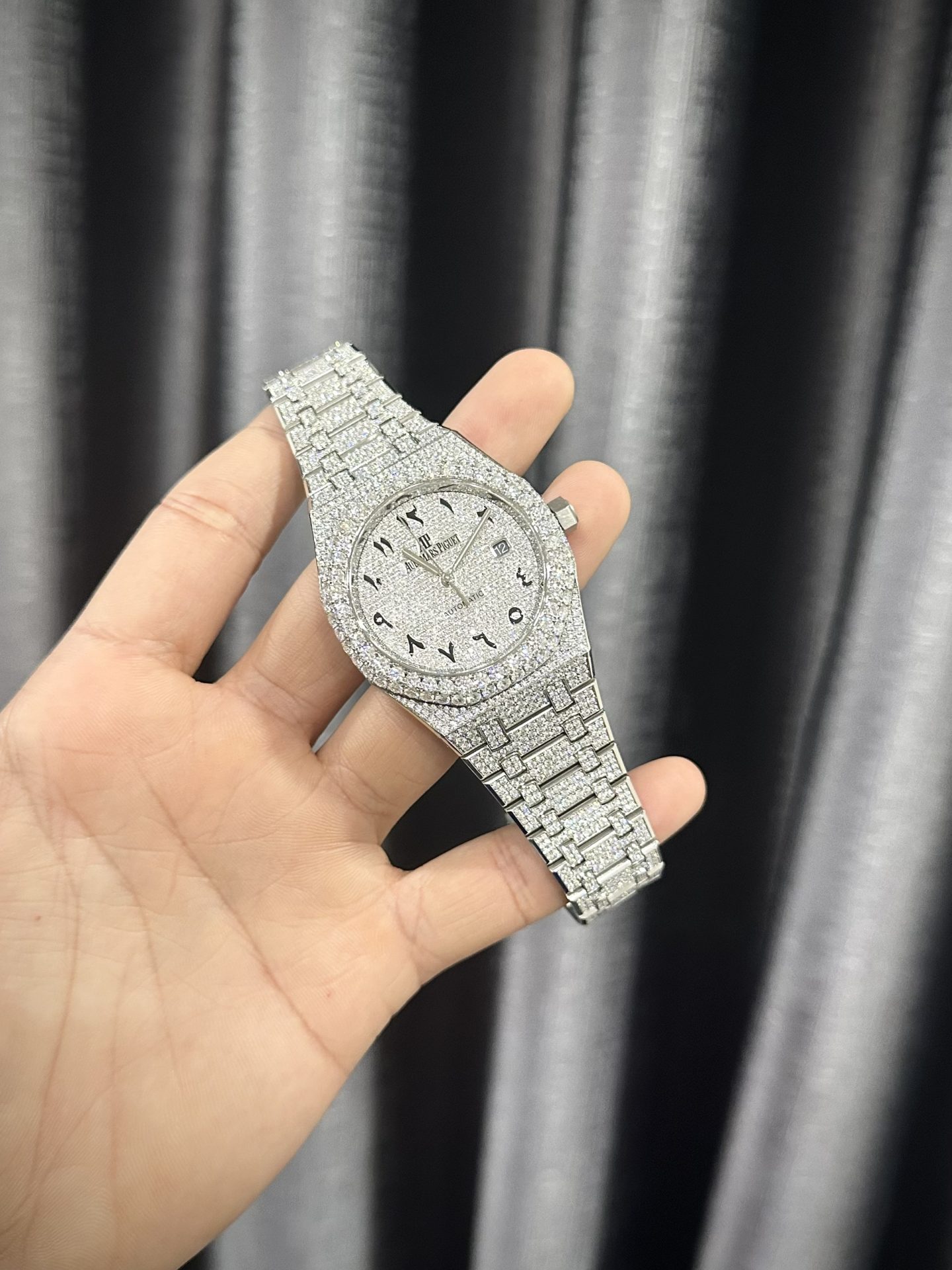 Audemars Piguet Best Super Clone Watch Royal Oak Custom Moissanite Diamonds 41mm - Image 6