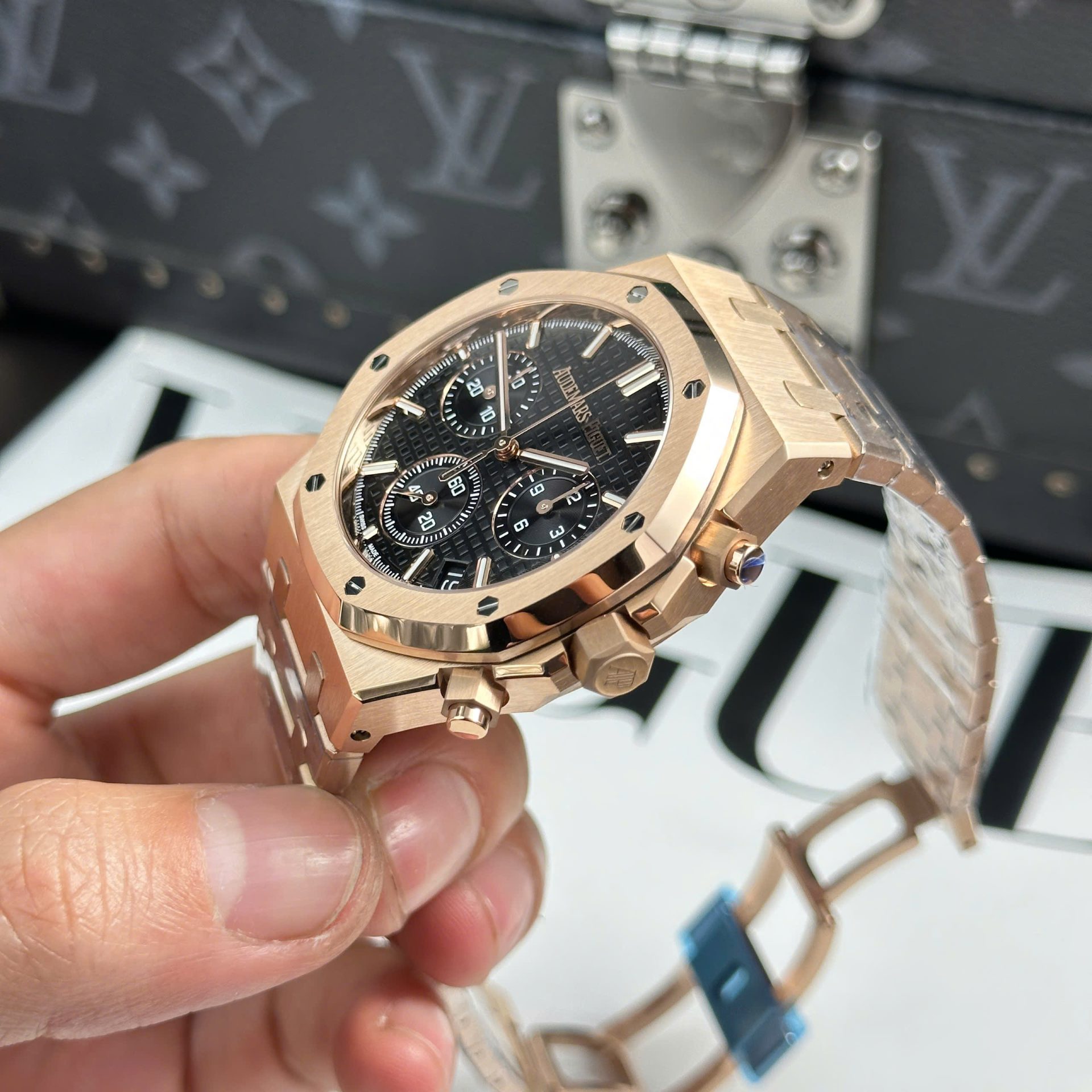 Audemars Piguet Super Clone Watch Royal Oak 26240 Rose Gold Dial Black APS Factory 41mm - Image 7
