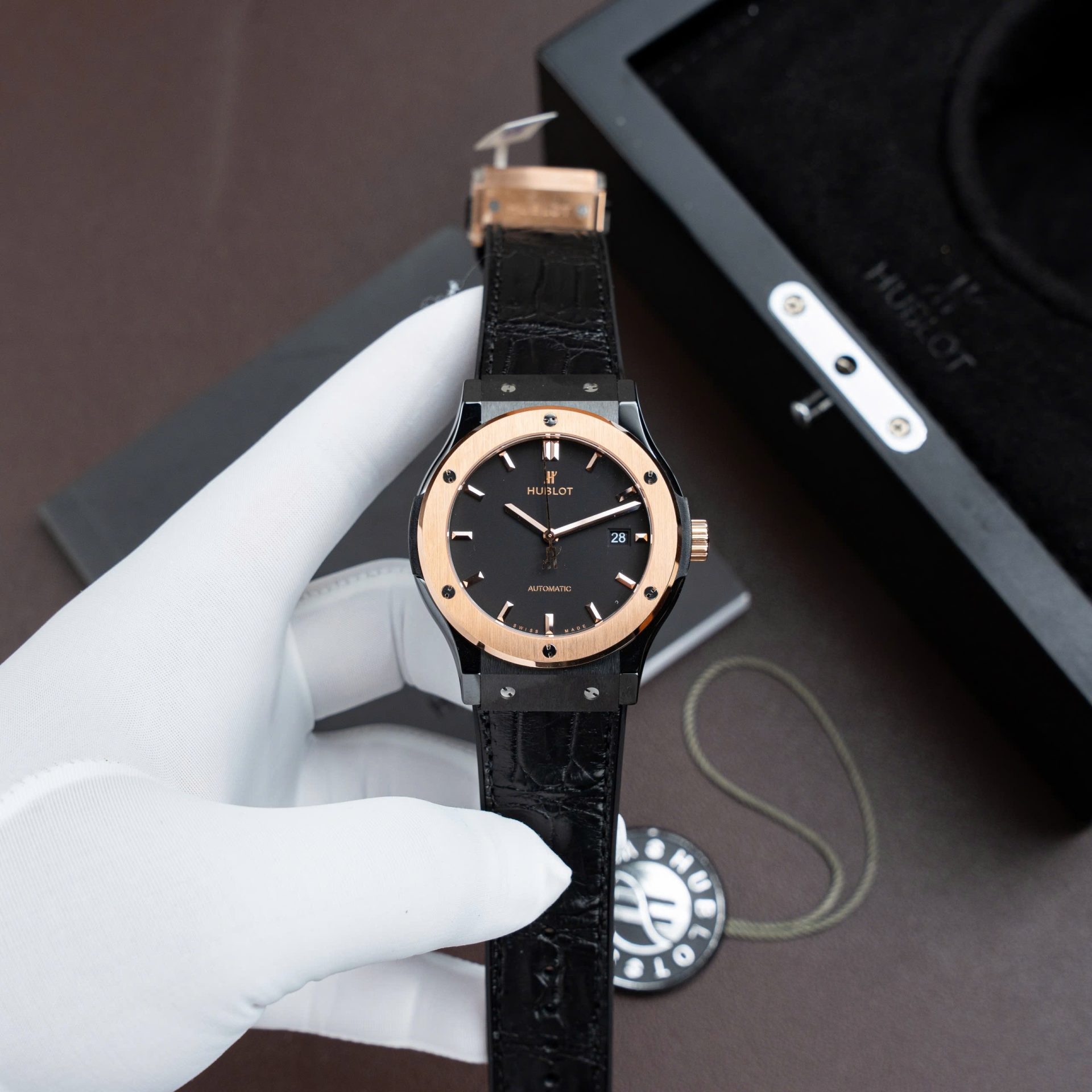 Hublot Classic Fusion Ceramic King Gold Replica Watch Movement SW300 Swiss Made 42mm
