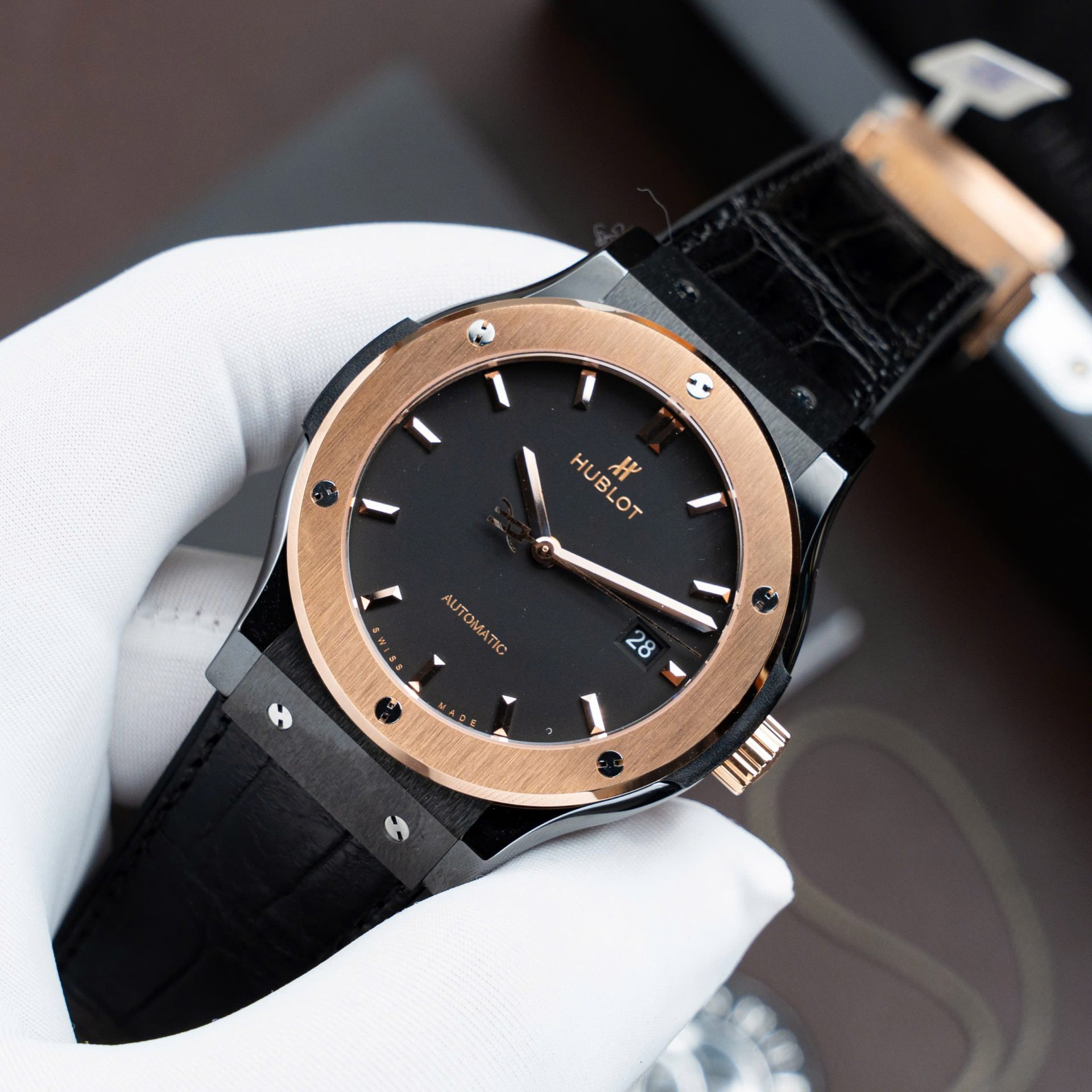Hublot Classic Fusion Ceramic King Gold Replica Watch Movement SW300 Swiss Made 42mm - Image 2