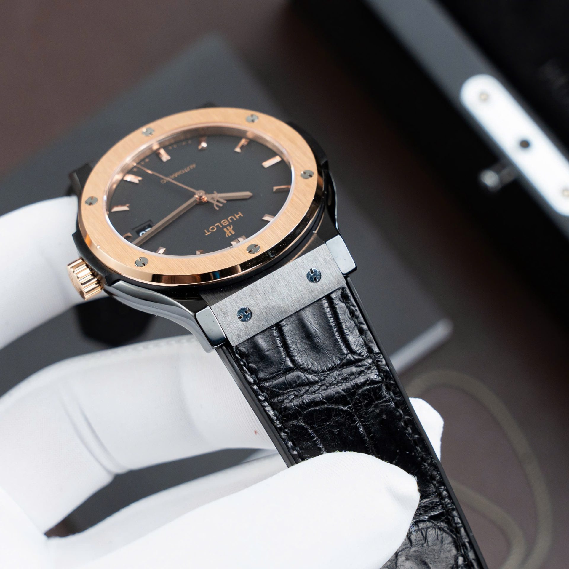 Hublot Classic Fusion Ceramic King Gold Replica Watch Movement SW300 Swiss Made 42mm - Image 3